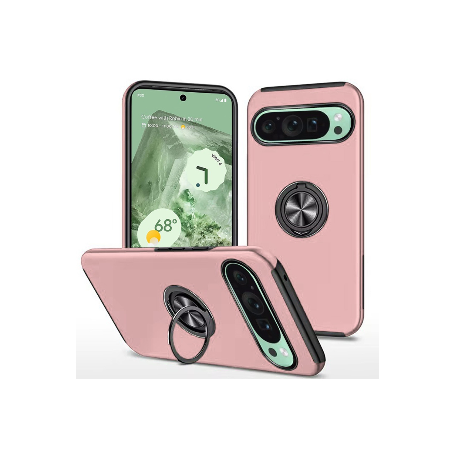 [CS] Étui avec béquille magnétique hybride invisible pour Pixel 9 Pro XL de Google, rose doré