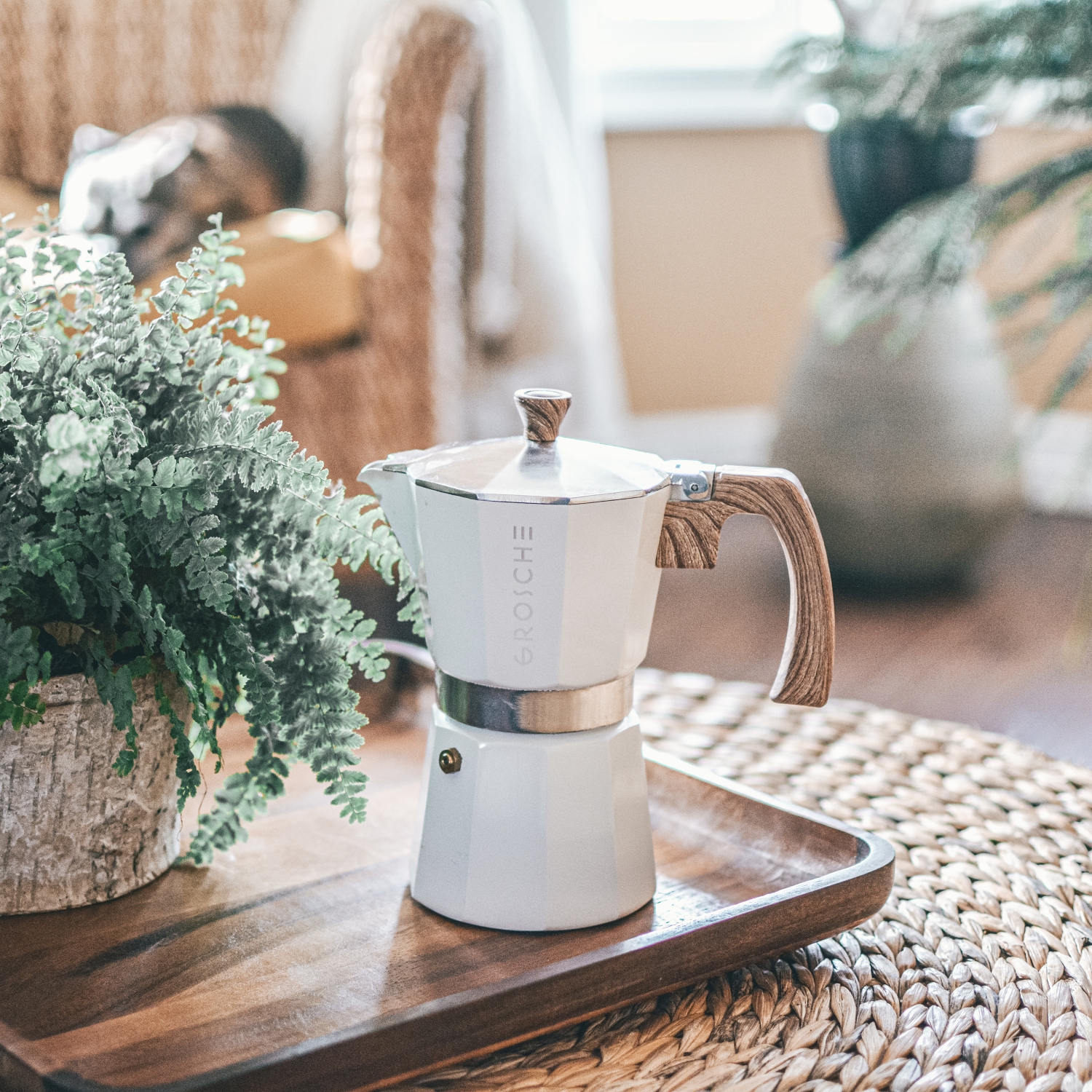 GROSCHE MILANO Stovetop Espresso Maker 9 Espresso Cups Moka Pot | Home Espresso Coffee Maker - White