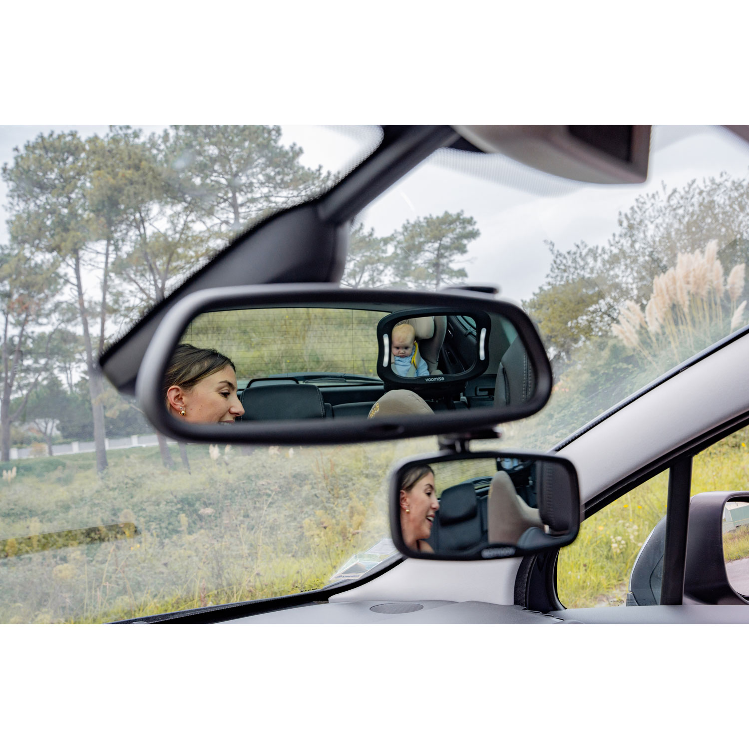 EZI LED Baby Car Seat Mirror - Black - Made from Recycled Plastic