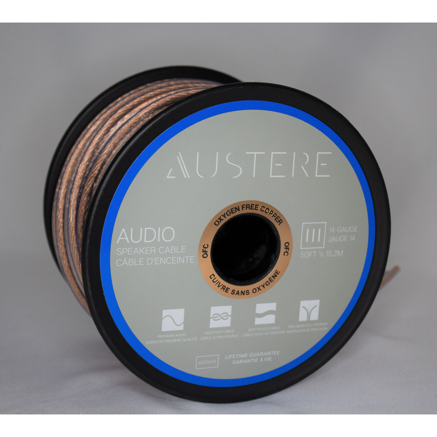 Câble de haut-parleur 14AWG de 15 m III d'Austere