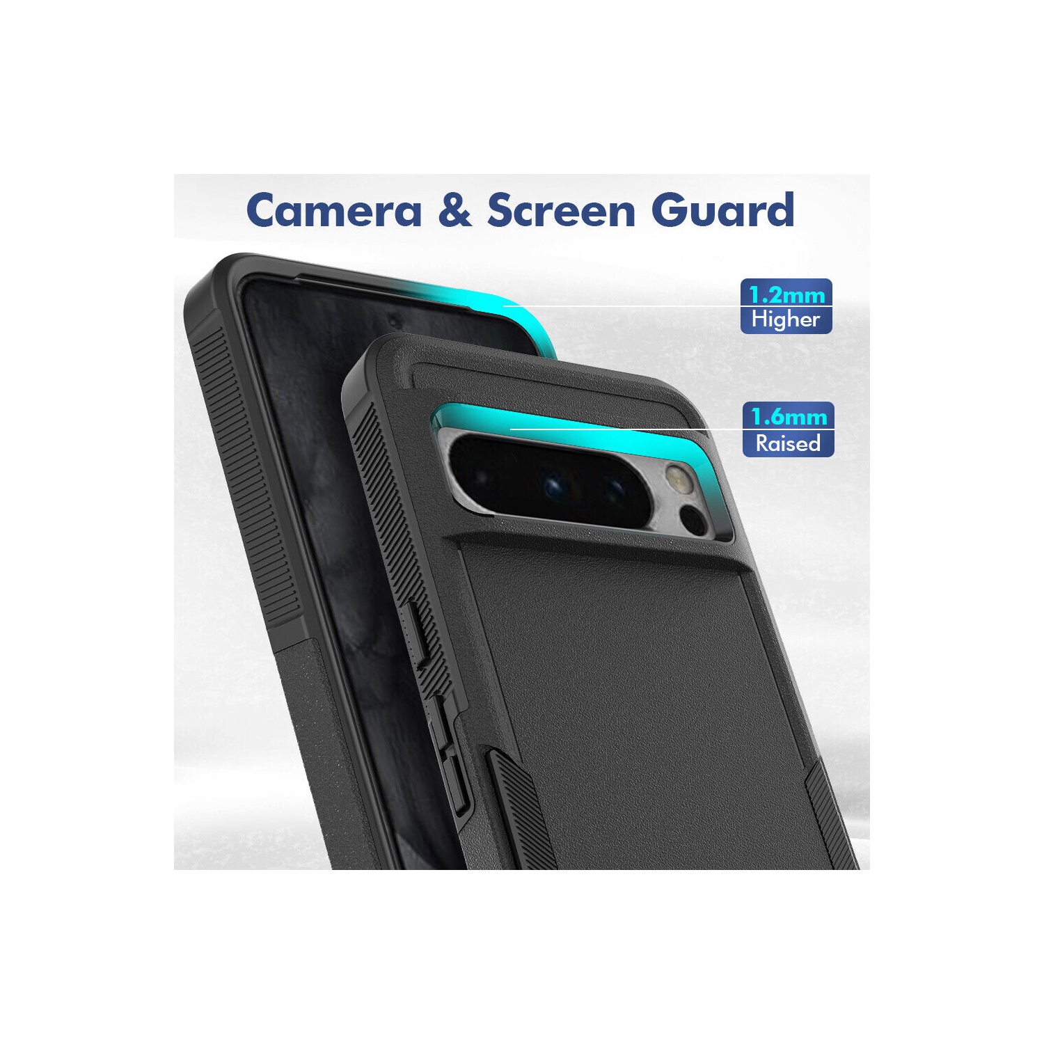 [CS] Dual Layers Heavy Duty Rubber Armor Bumper Hard Case Cover for Google Pixel 9 Pro XL, Black