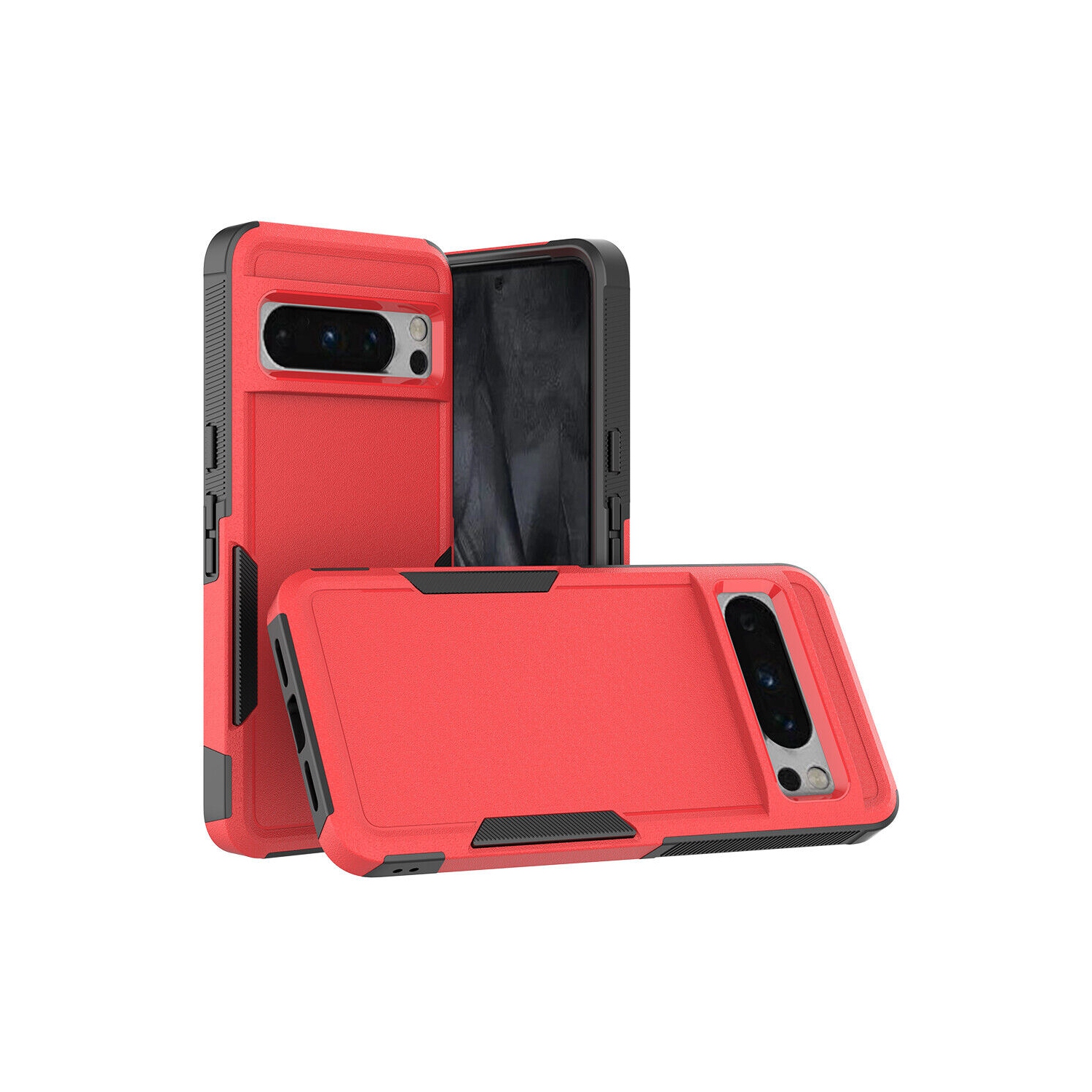 [CS] Étui rigide double couche Armor Rubber Armor Bumper pour Google Pixel 9/9 Pro, rouge