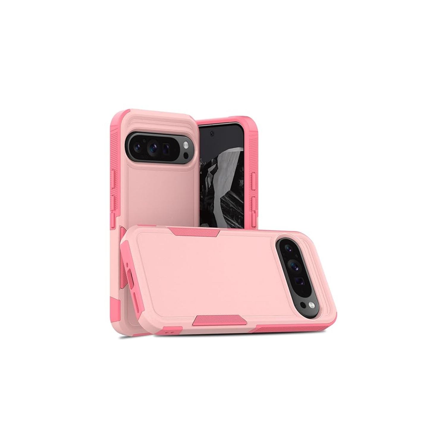 [CS] Étui rigide double couche Armor Rubber Armor Bumper pour Google Pixel 9/9 Pro, rose pâle