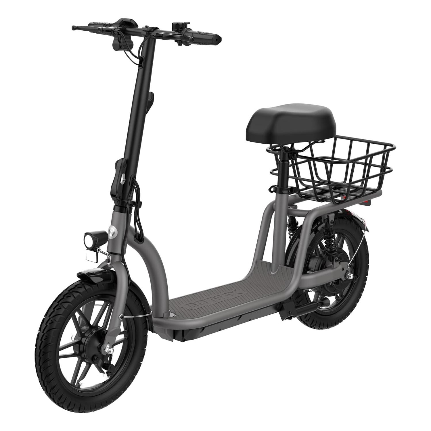 GOTRAX FLEX CAMPUS Adults Electric Scooter with Seat, 14"/500W/25kph Foldable Commuter E-Scooter with Carry Basket Black