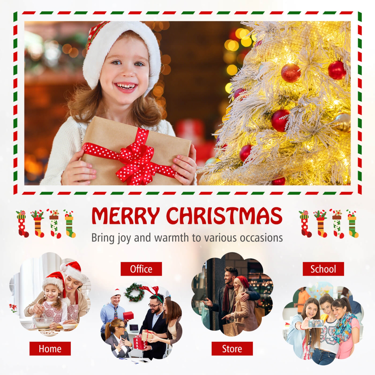 Sapin de Noël artificiel illuminé de 6 pi de Costway avec aiguilles en PVC et pin de 519 mm et pointes en polyéthylène