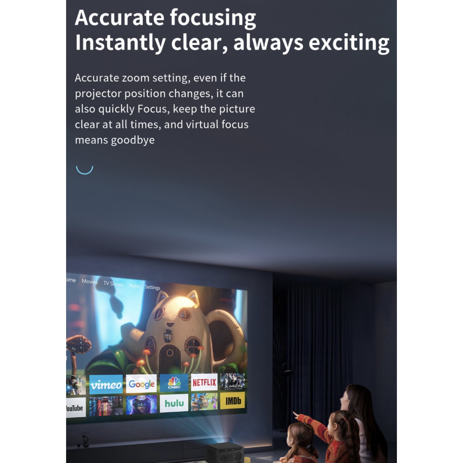 Projecteur de cinéma maison intelligent TUTT S24 Ultra, mise au point automatique Keystone et applications 4K | Android TV Wi-Fi et Bluetooth,