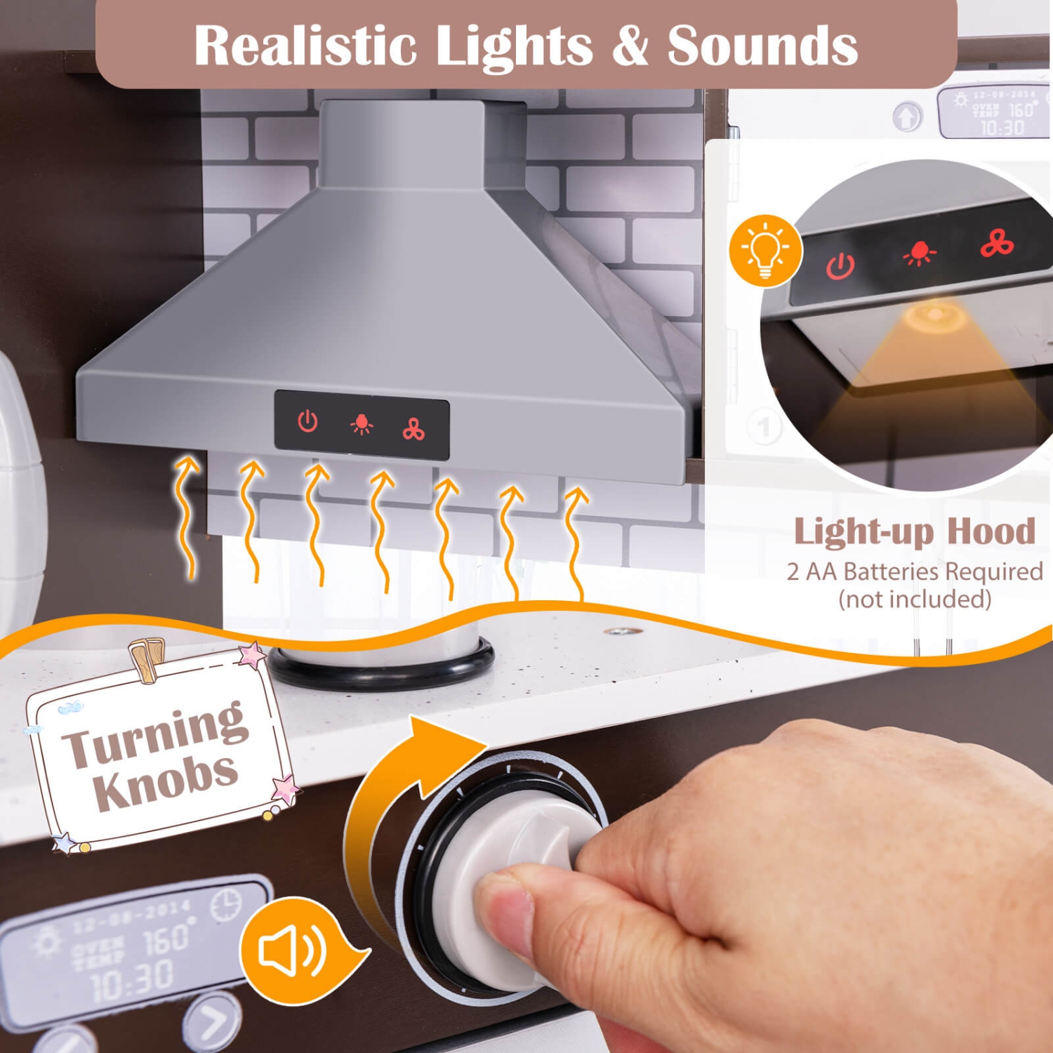 Ensemble de cuisine pour enfants de Costway avec machine à glaçons à sons et lumières réalistes