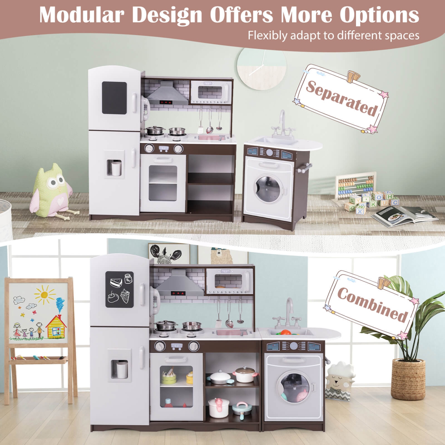 Ensemble de cuisine pour enfants de Costway avec machine à glaçons à sons et lumières réalistes