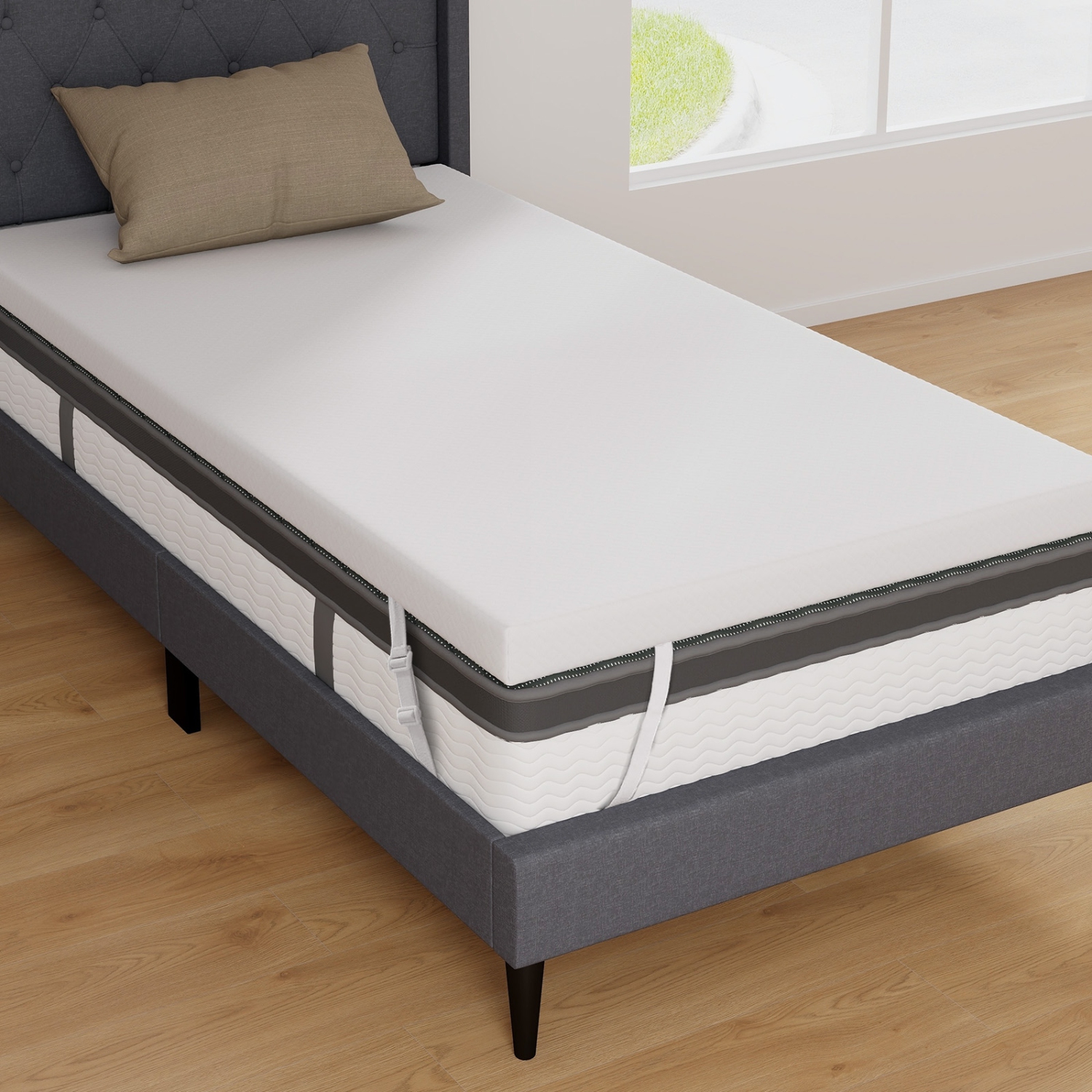Costway 3" Gel-Infused Memory Foam Mattress Topper with Removable & Washable Cover Twin