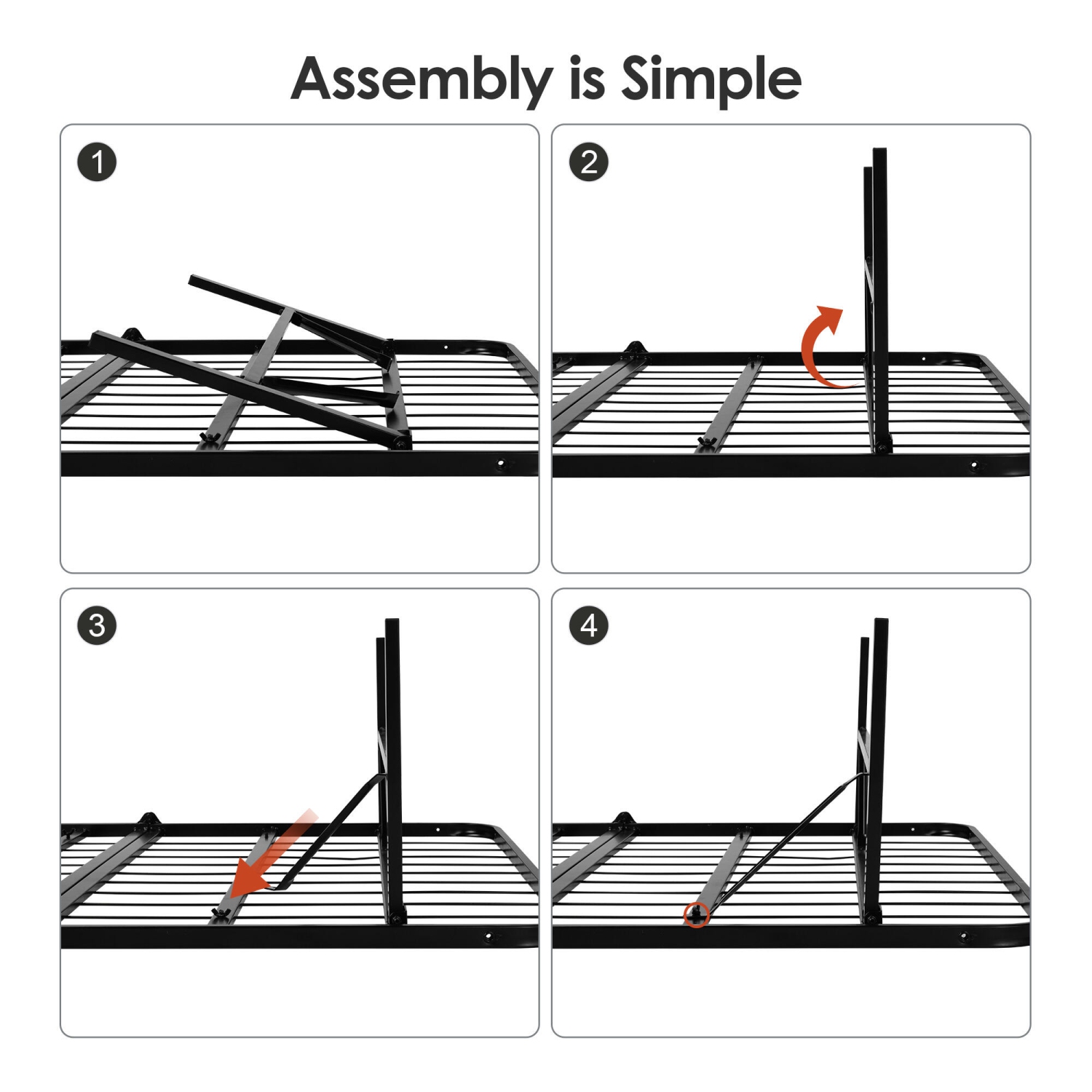 Foldable Twin Size Bed Frames, Heavy Duty Metal Platform Bed Mattress Foundation Hold Up to 600LBS