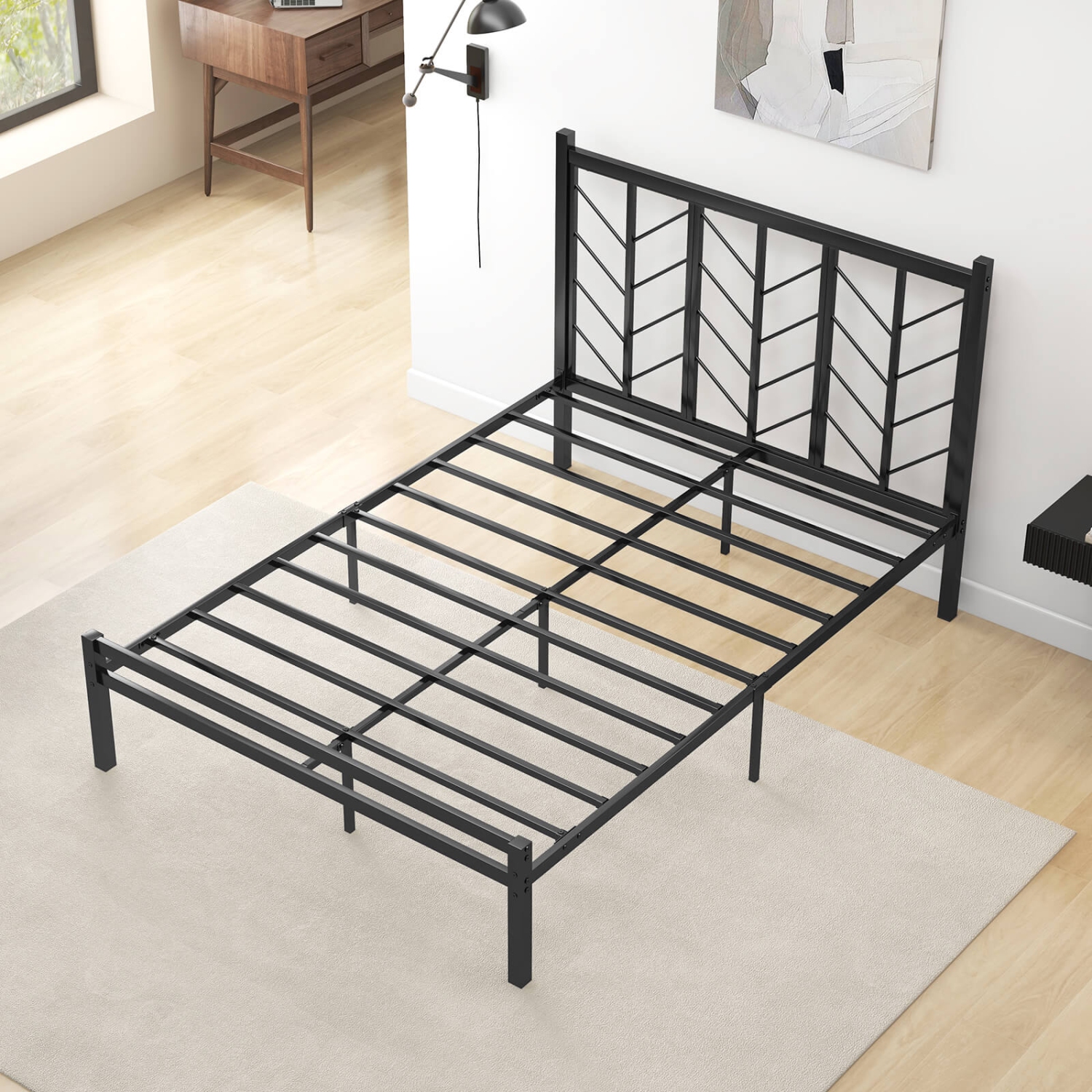 Costway Full Size Platform Bed with Headboard 11.5" Under Bed Storage Easy Assembly