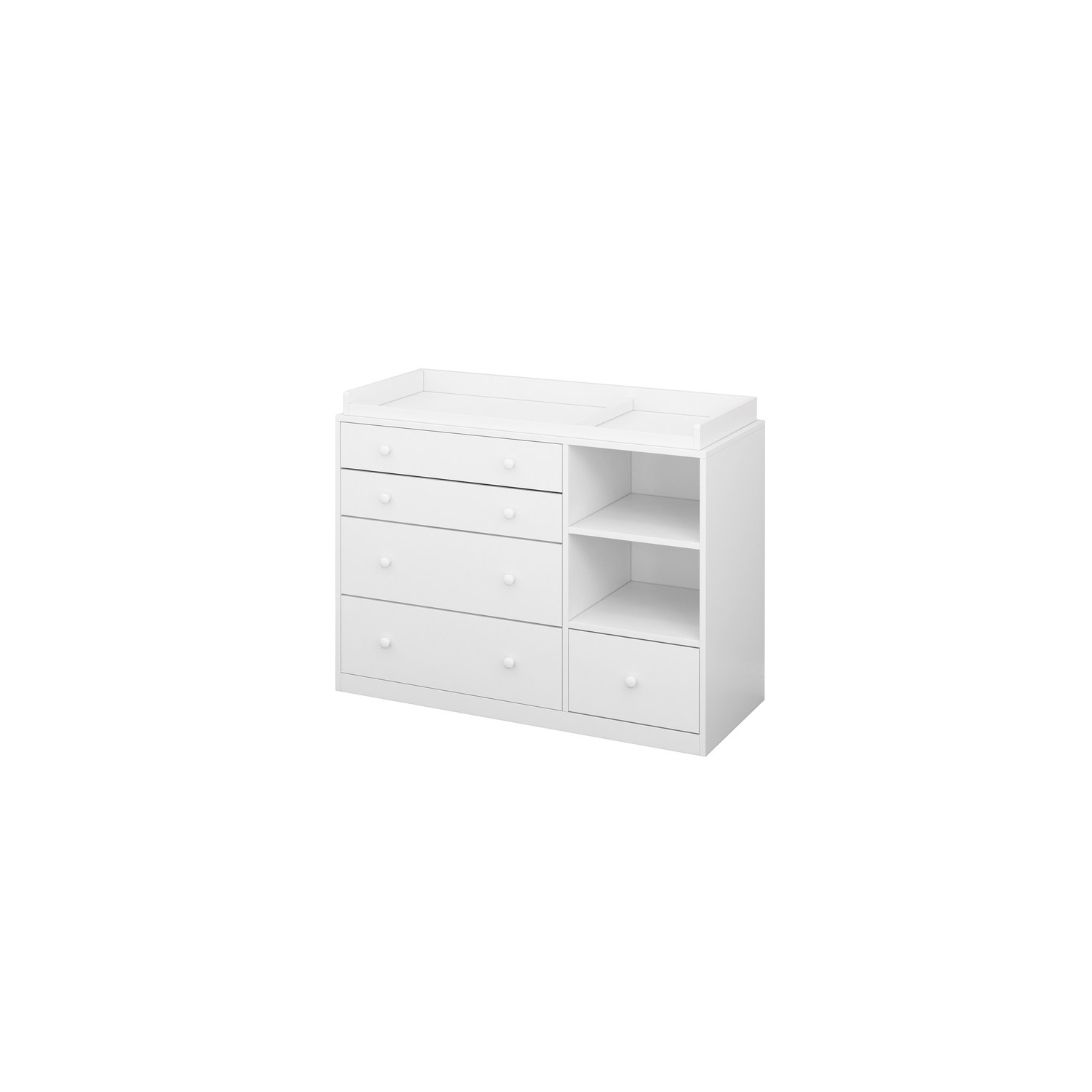 Commode à 5 tiroirs avec tablettes ouvertes Famapy, rangement spacieux pour chambre à coucher ou chambre de bébé, blanc