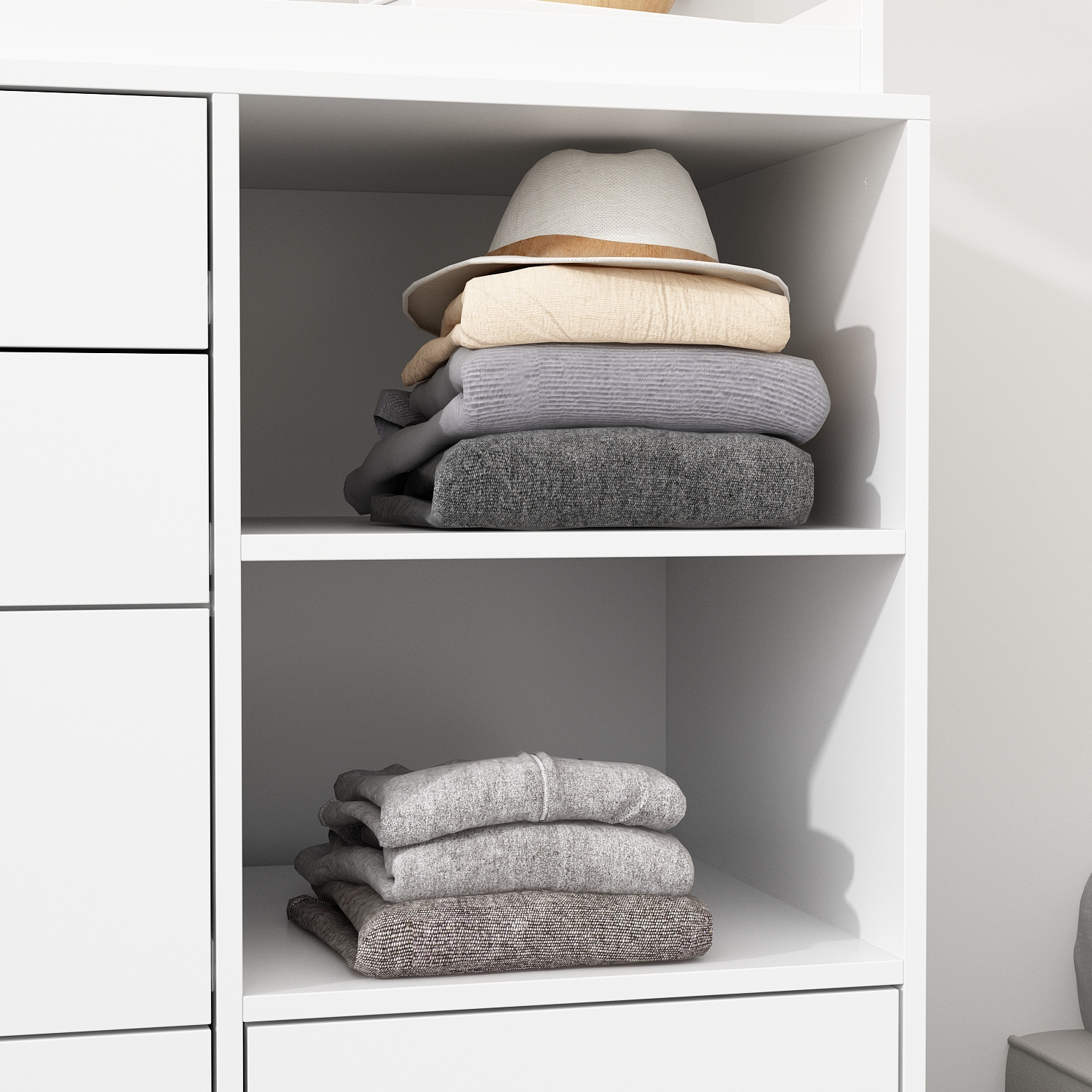 Commode à 5 tiroirs avec tablettes ouvertes Famapy, rangement spacieux pour chambre à coucher ou chambre de bébé, blanc