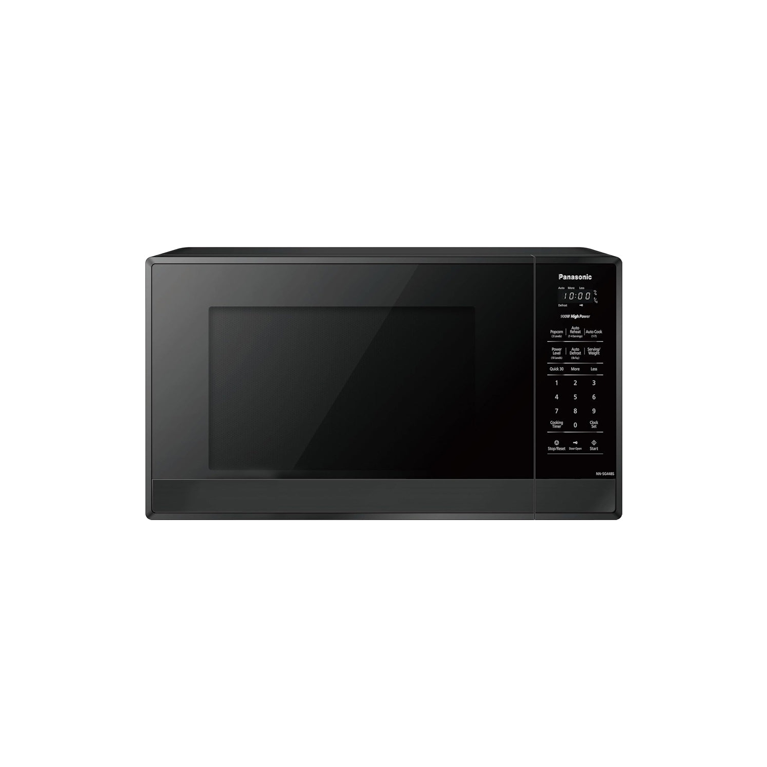 Panasonic 0.9 Cu Ft NNSG448SC Compact 900 W High Power Microwave Oven, 7 Auto Cook Menus, Child Lock, Black Stainless