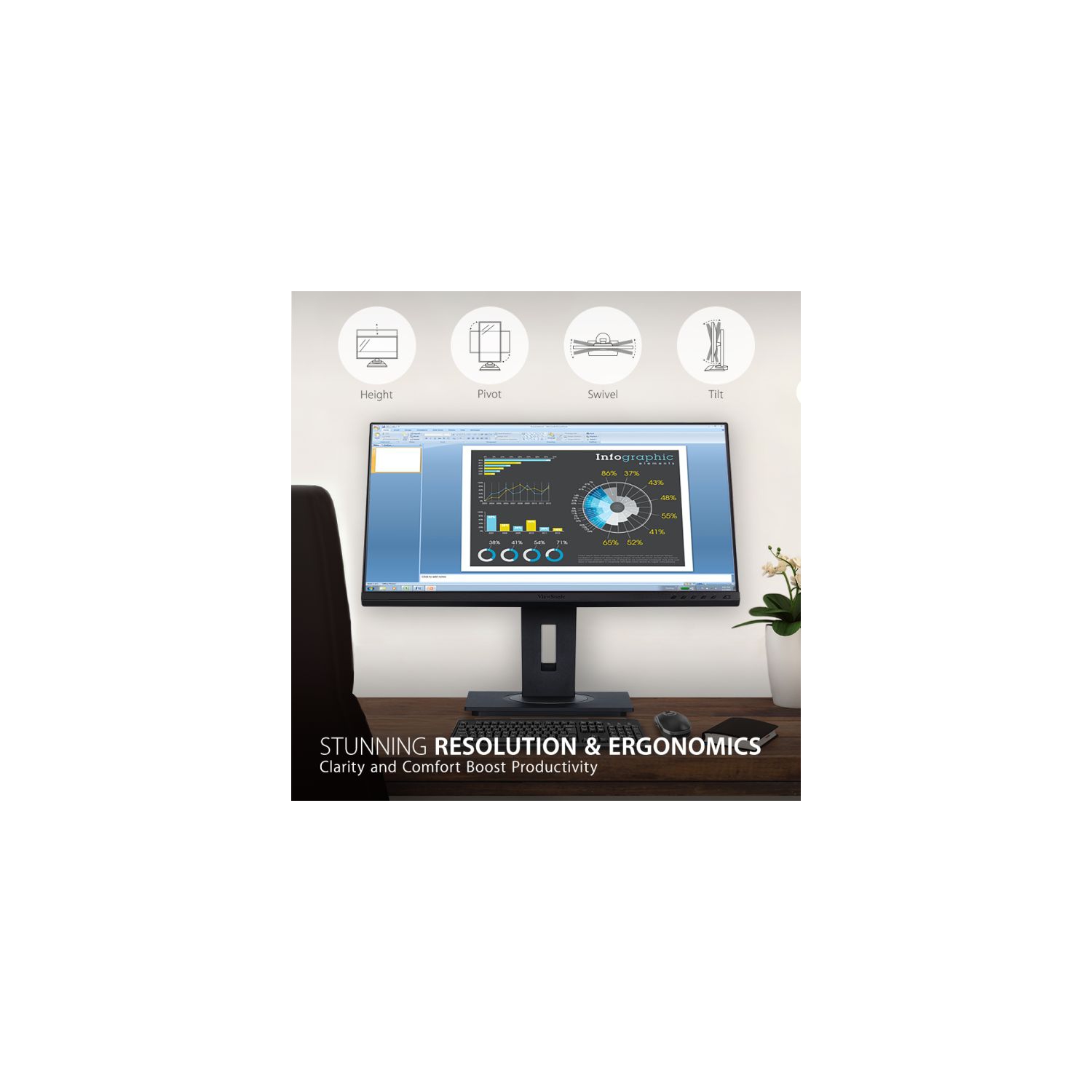 Moniteur ACL IPS 5&nbsp;ms HD intégrale ultralarge de 24 po de VIEWSONIC - Noir