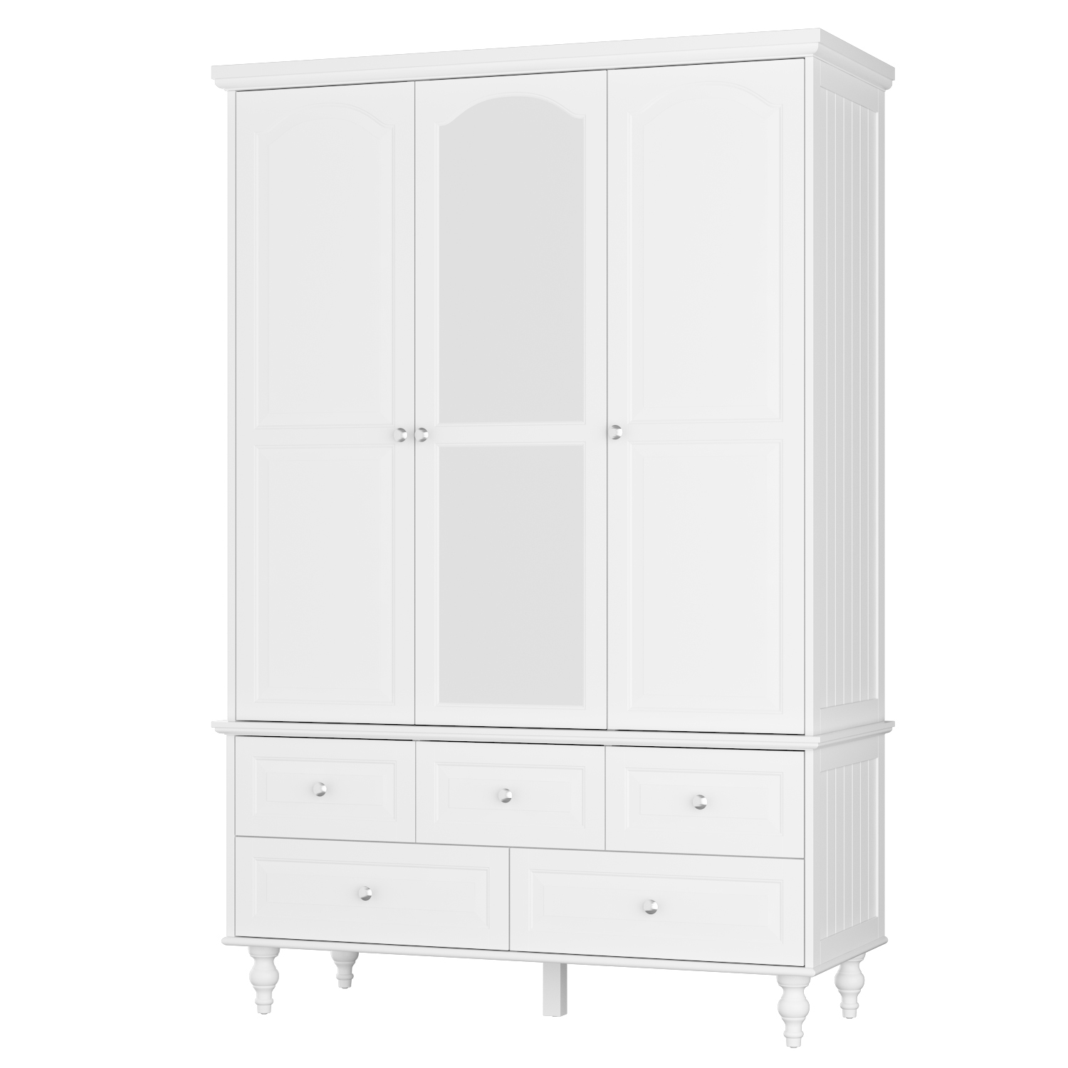 Garde-robe autonome Famapy avec tiges à suspendre, tablettes réglables et 5 tiroirs pour chambre à coucher blanc