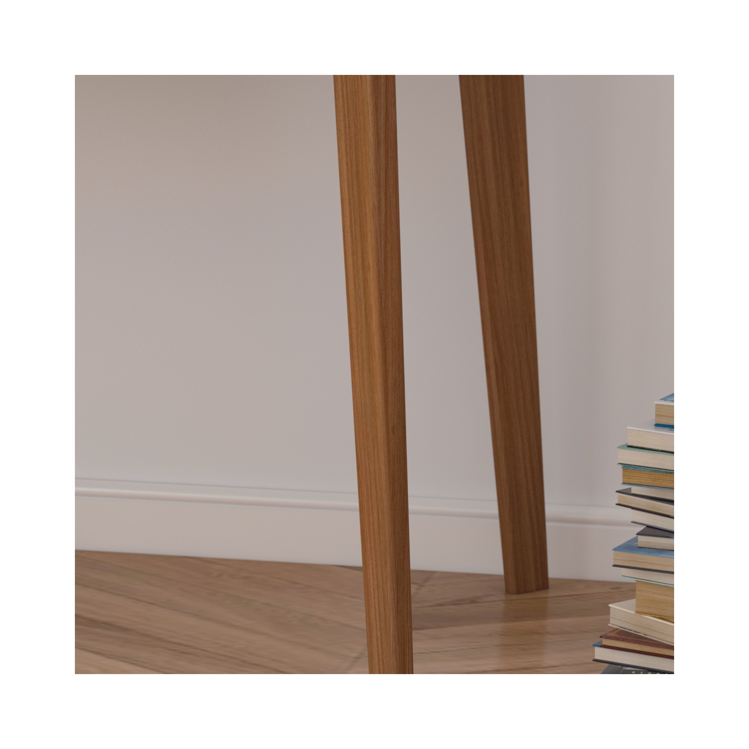 Famapy Wooden Writing Desk with Two Drawers, Modern Home Office Table Dark Brown