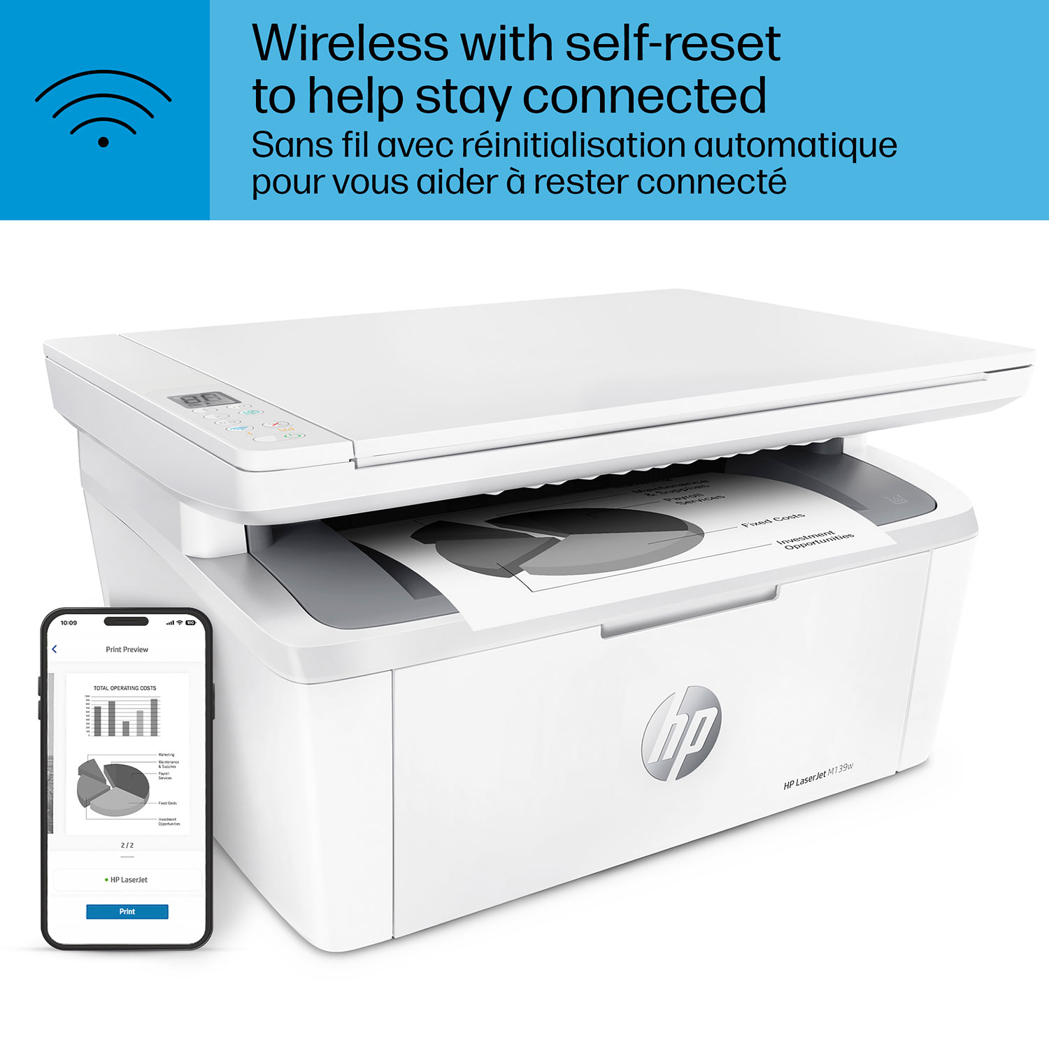 HP M139w Wireless All-In-One Laser Printer - White