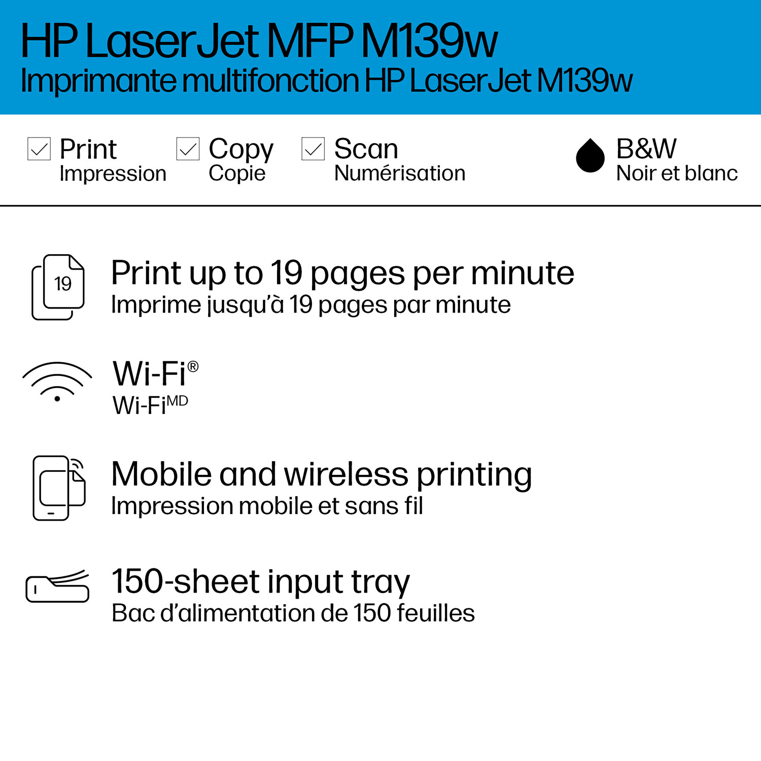 HP M139w Wireless All-In-One Laser Printer - White