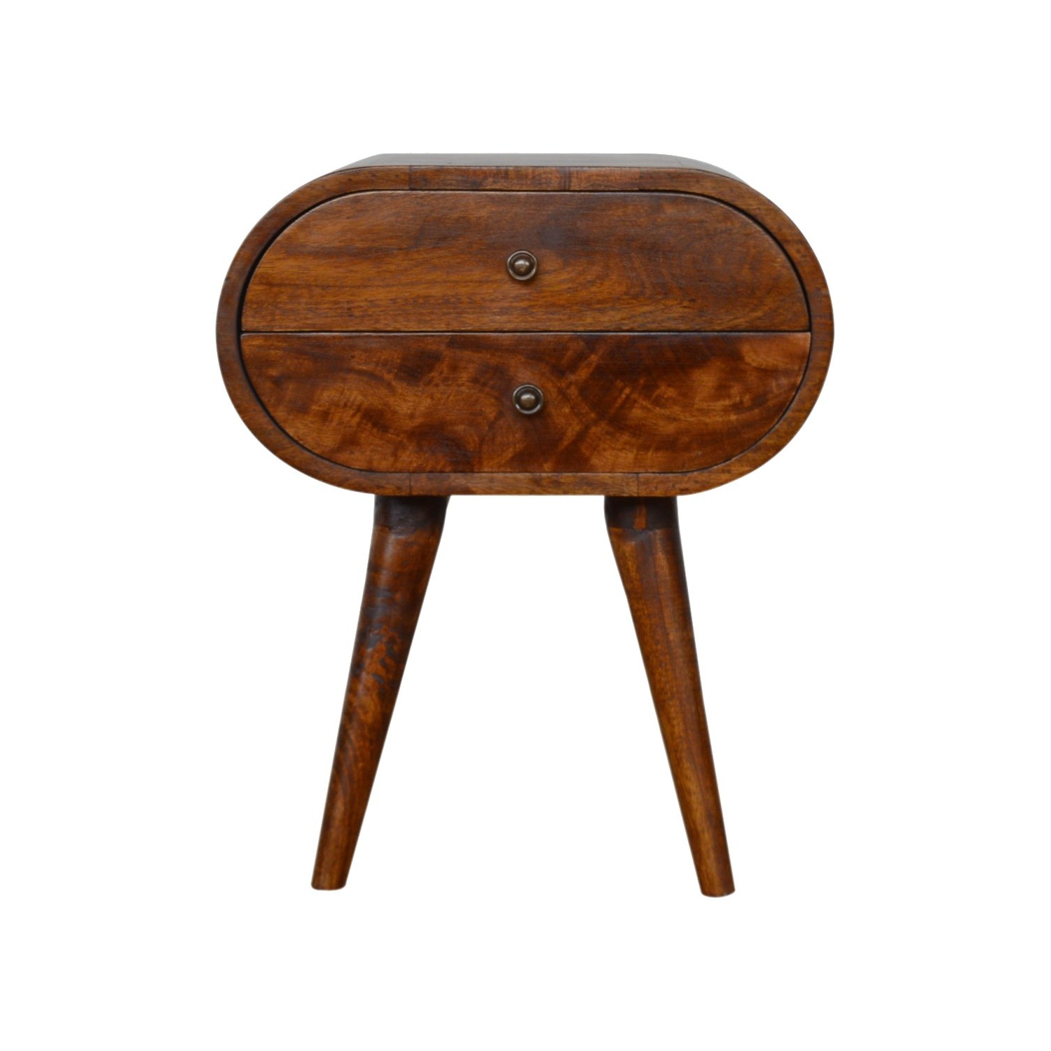 Artisan Furniture Solid Wood Circular Nightstand In Chestnut Finish