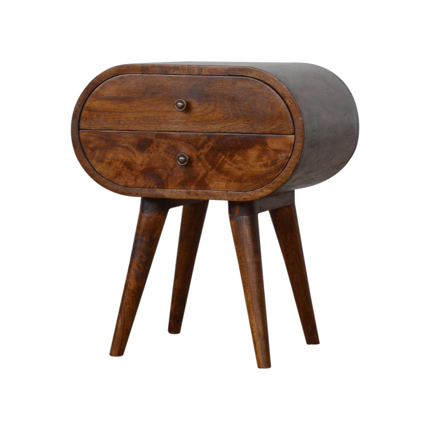 Artisan Furniture Solid Wood Circular Nightstand In Chestnut Finish