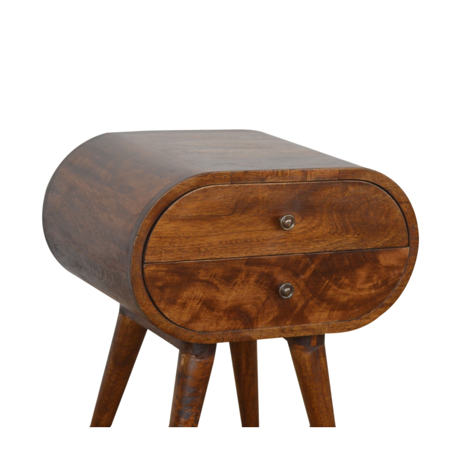 Artisan Furniture Solid Wood Circular Nightstand In Chestnut Finish
