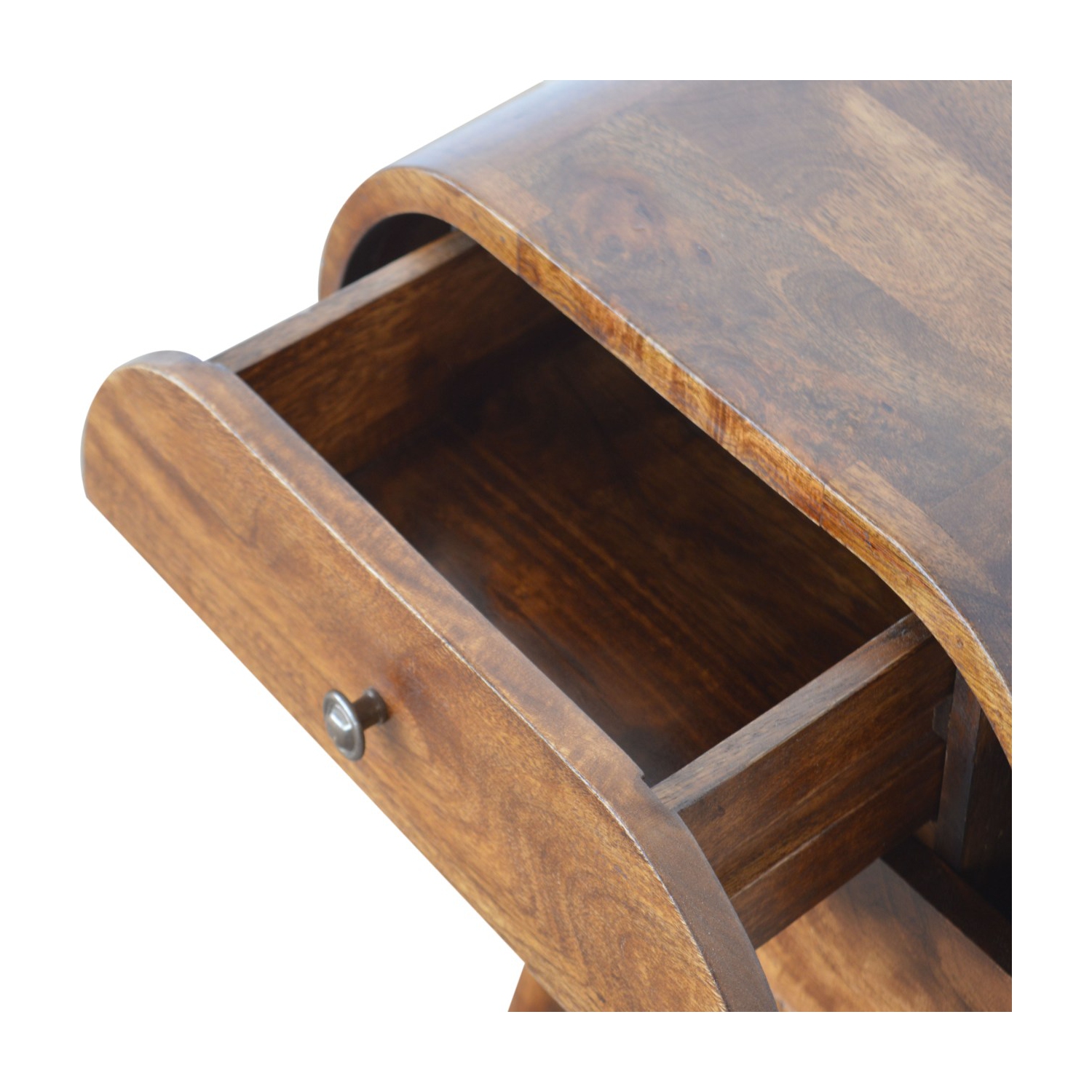 Artisan Furniture Solid Wood Circular Nightstand In Chestnut Finish