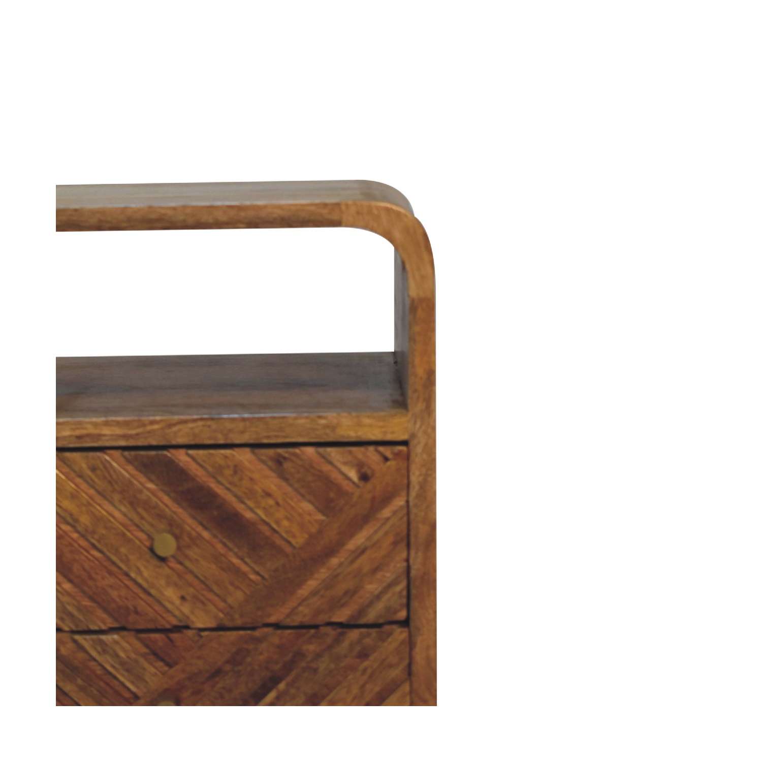 Artisan Furniture Solid Wood Mini Lille Curved Nightstand in oak-ish finish