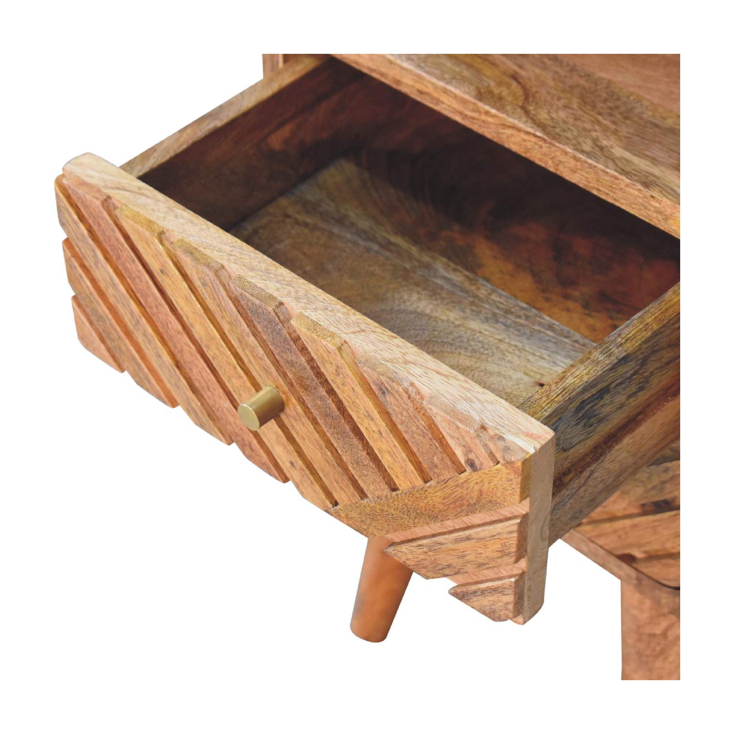 Artisan Furniture Solid Wood Mini Lille Curved Nightstand in oak-ish finish