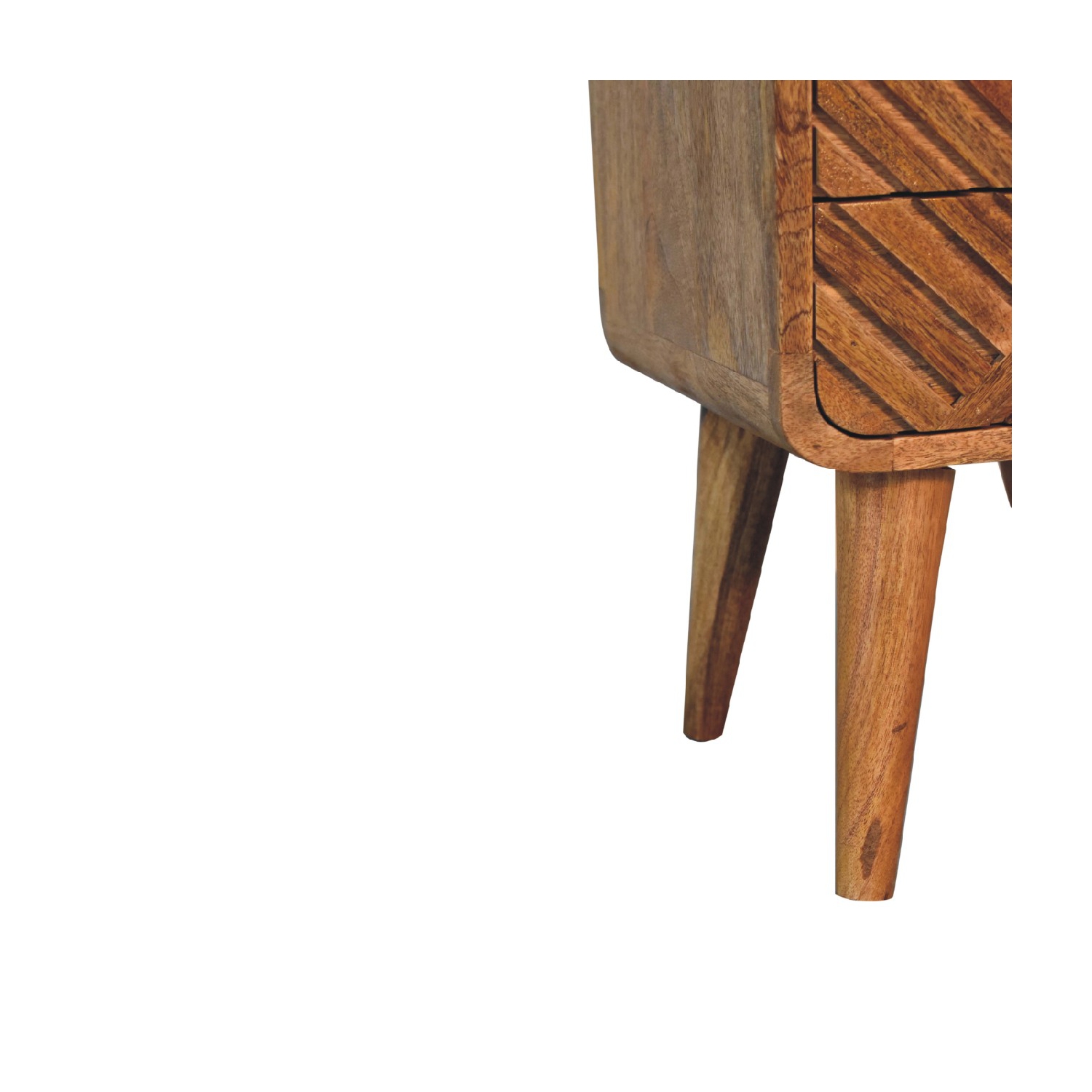 Artisan Furniture Solid Wood Mini Lille Curved Nightstand in oak-ish finish