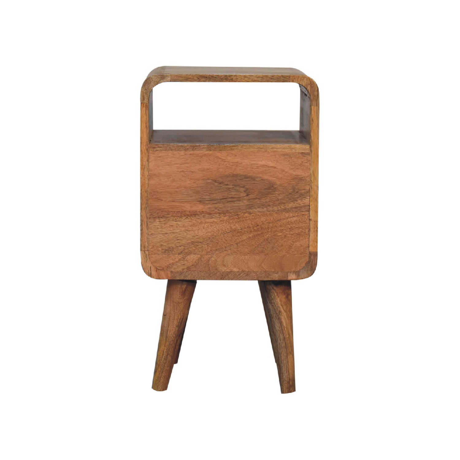 Artisan Furniture Solid Wood Mini Lille Curved Nightstand in oak-ish finish