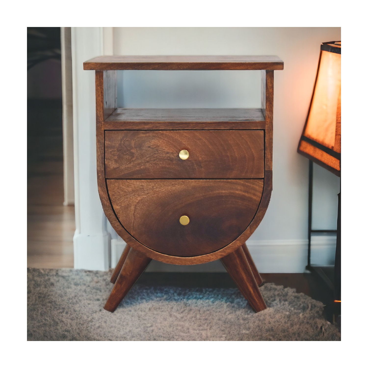 Artisan Furniture Solid Wood Split Nightstand In Chestnut Finish