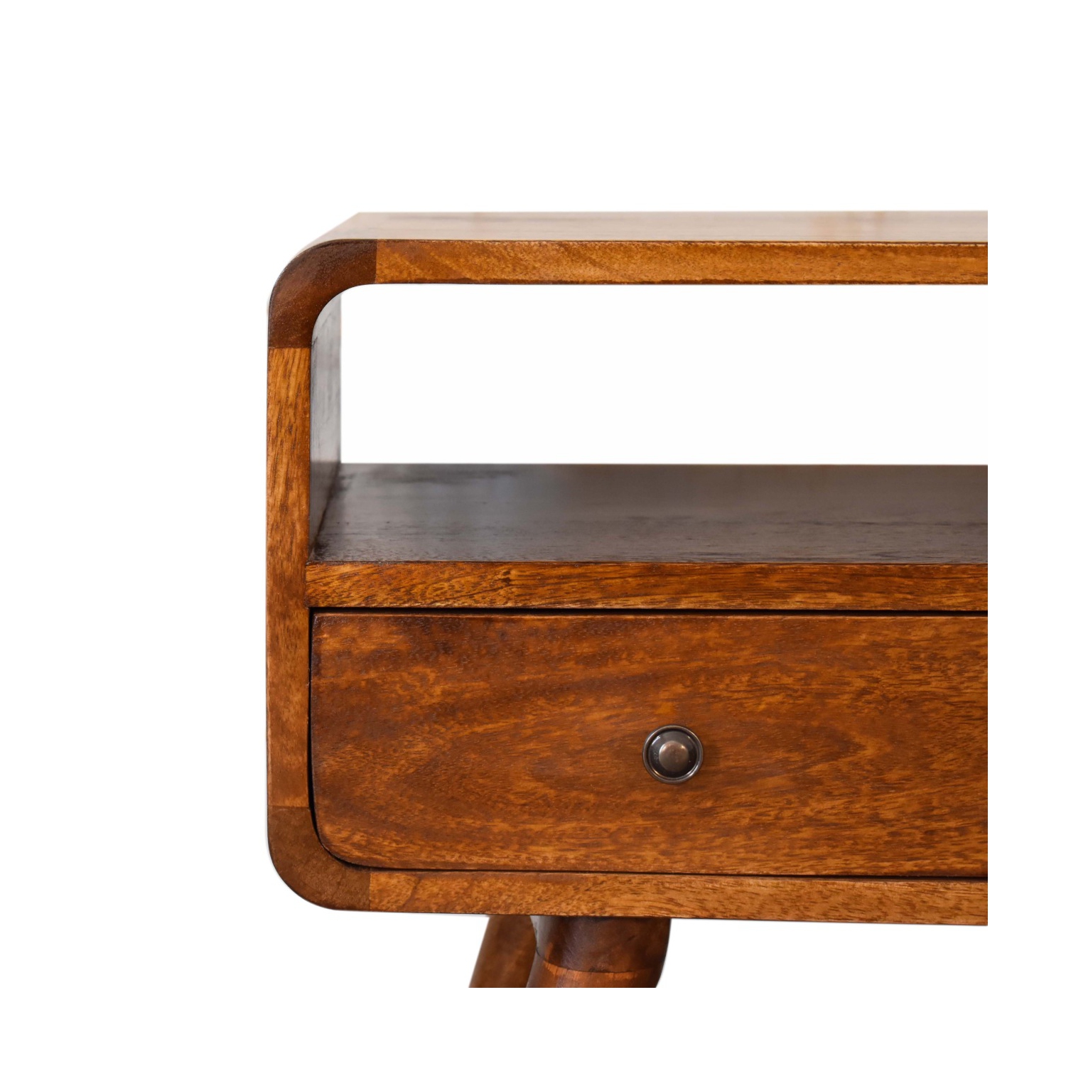 Meuble multimédia courbé Artisan Furniture Mini, marron, 2 tiroirs