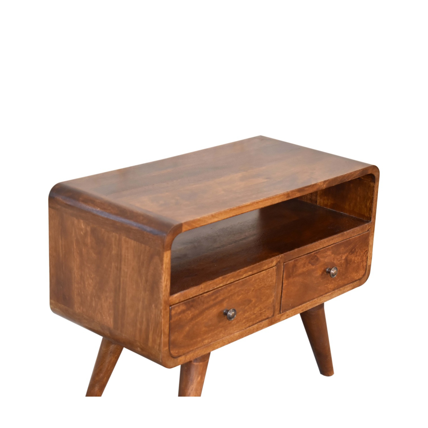Meuble multimédia courbé Artisan Furniture Mini, marron, 2 tiroirs