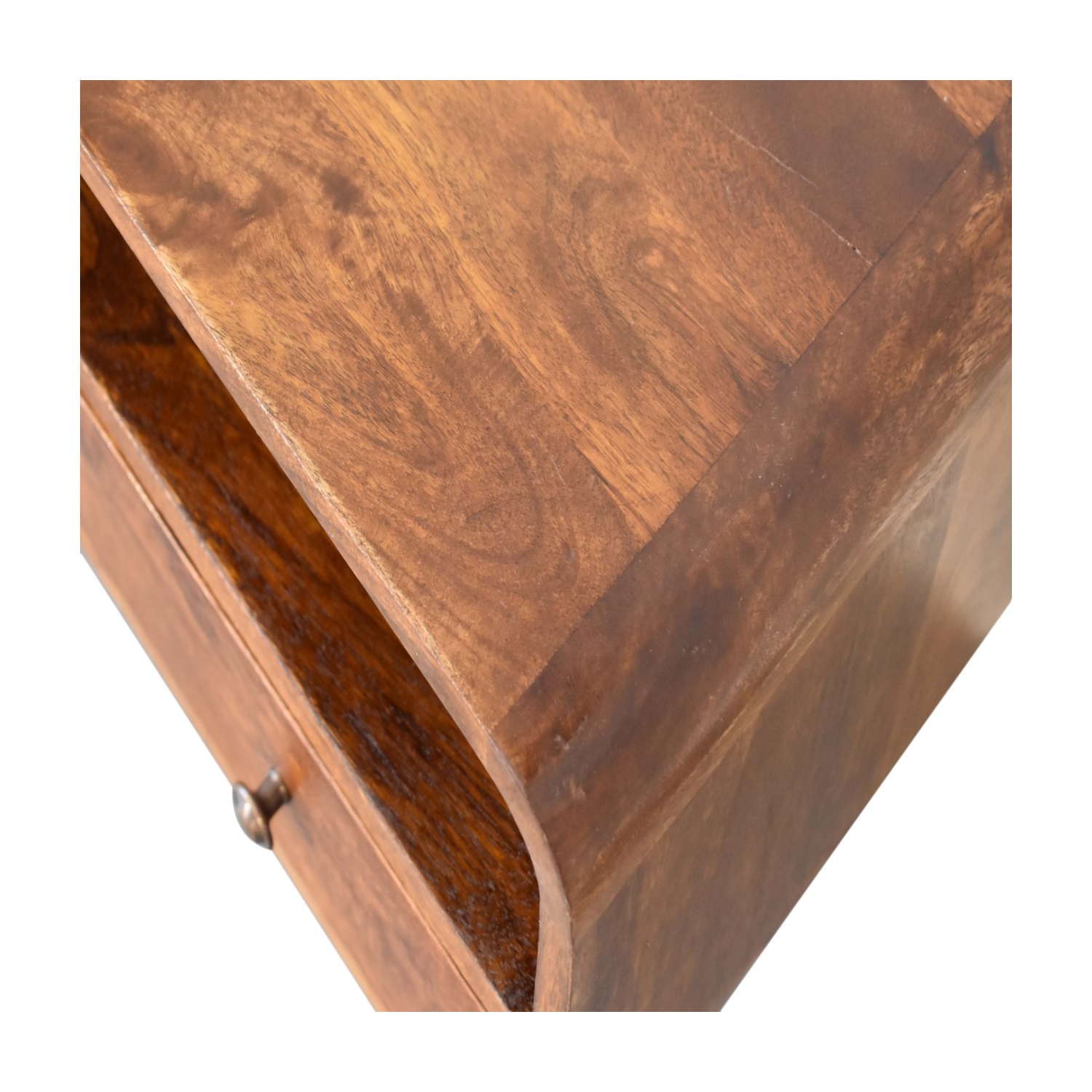 Meuble multimédia courbé Artisan Furniture Mini, marron, 2 tiroirs