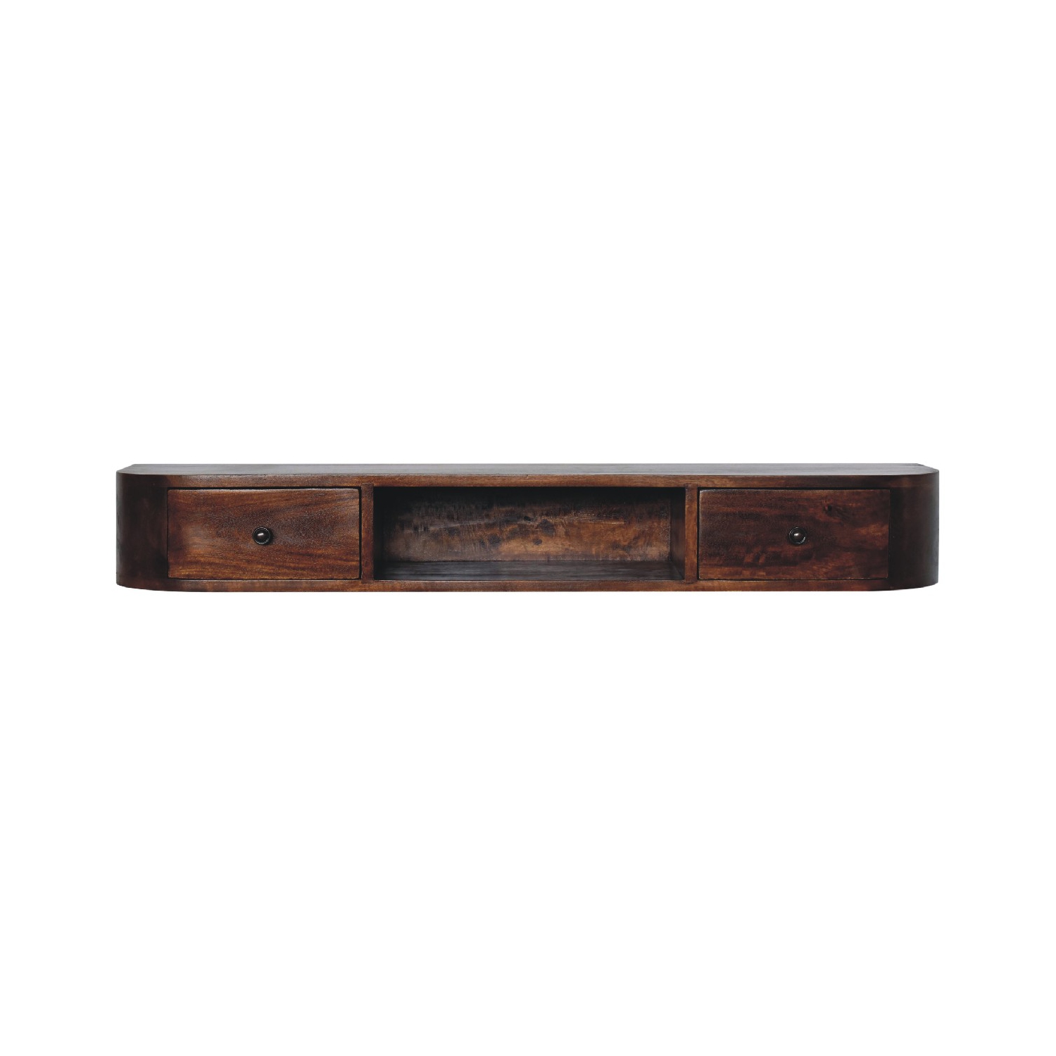 Artisan Furniture Solid Wood Lunar 2 Drawer Floating Console In Chestnut