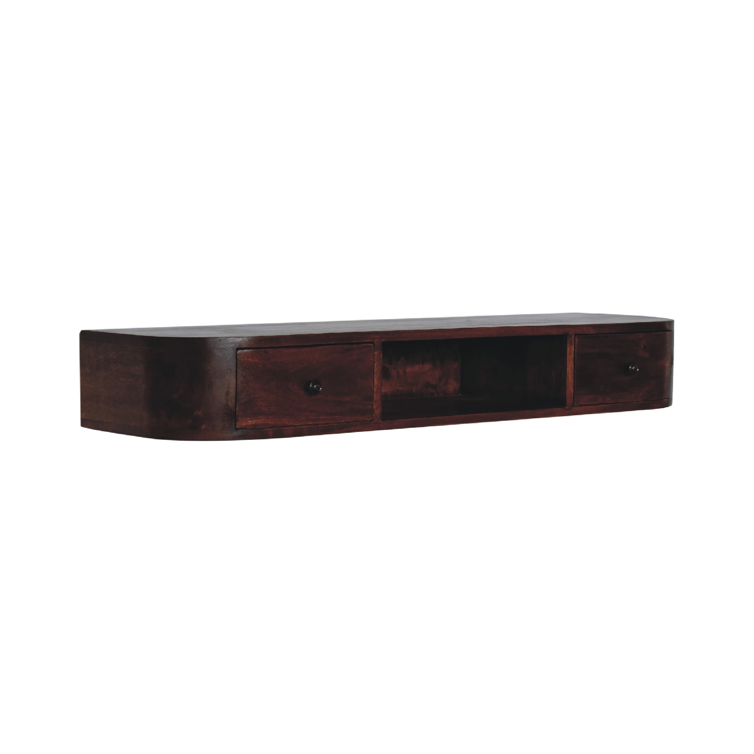 Artisan Furniture Solid Wood Lunar 2 Drawer Floating Console In Chestnut