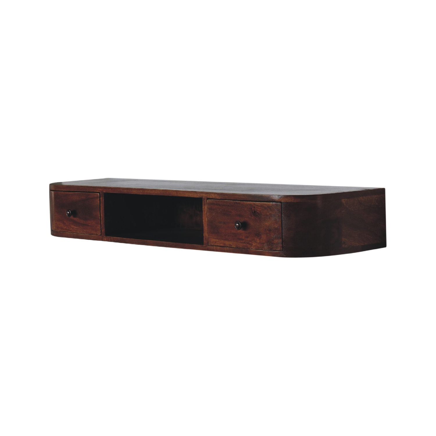 Artisan Furniture Solid Wood Lunar 2 Drawer Floating Console In Chestnut