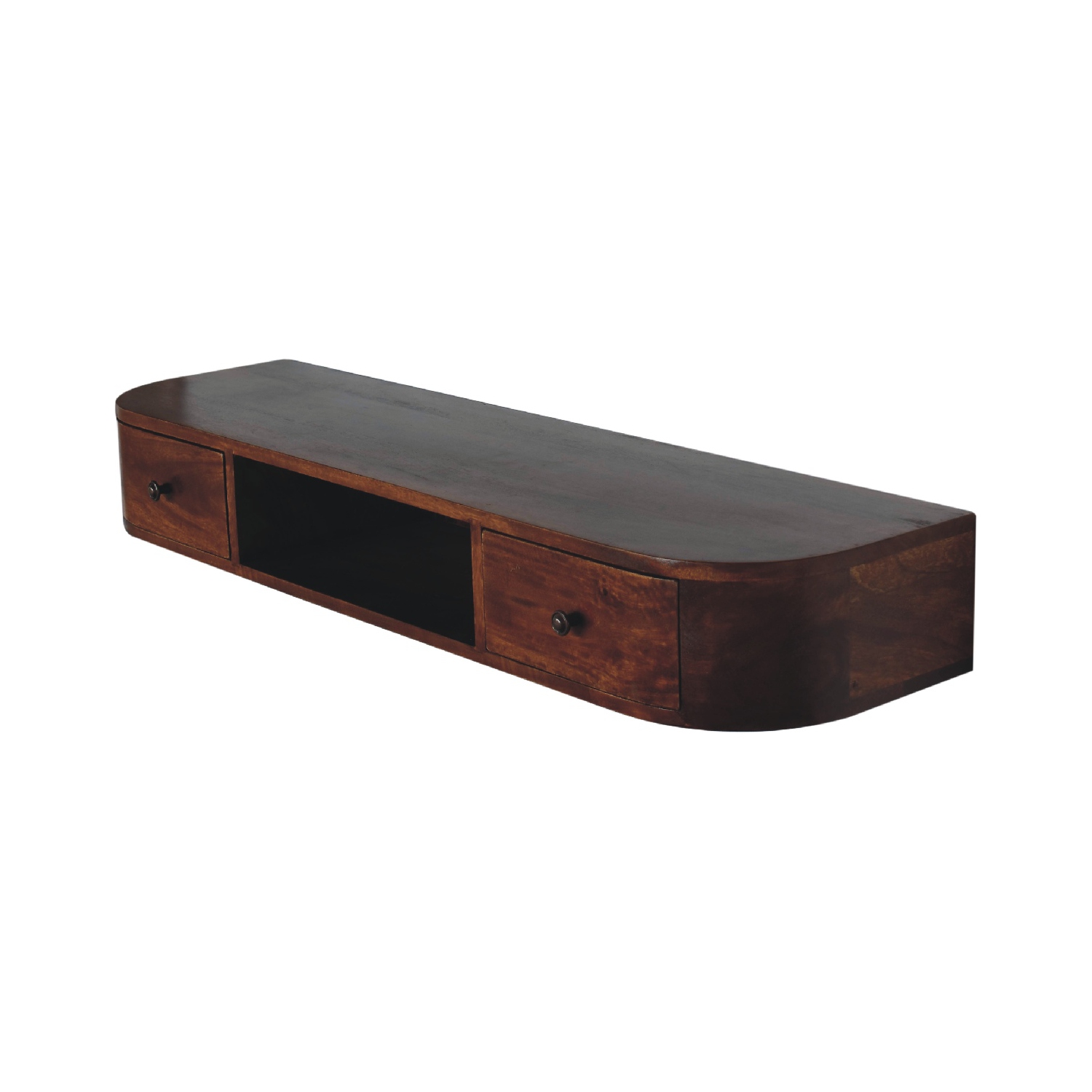 Artisan Furniture Solid Wood Lunar 2 Drawer Floating Console In Chestnut