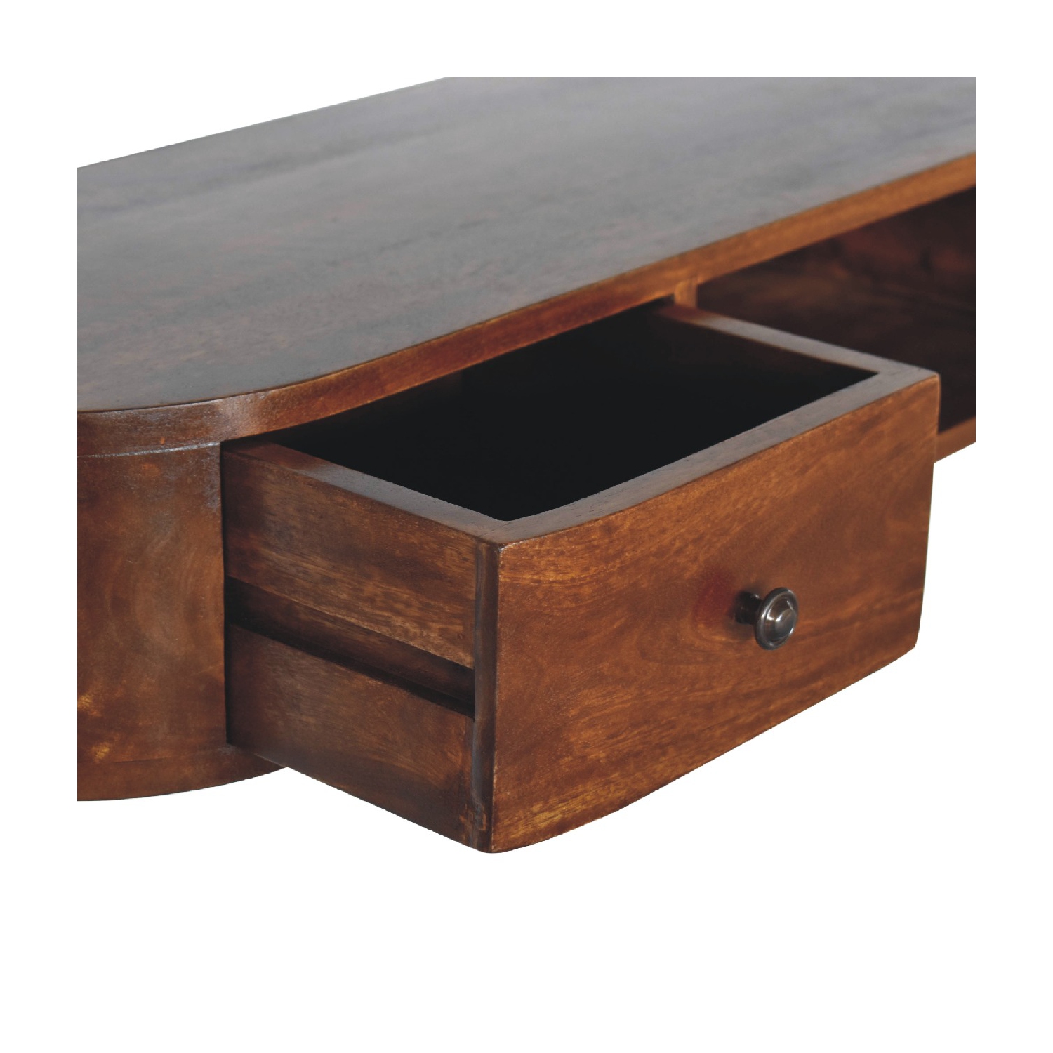 Artisan Furniture Solid Wood Lunar 2 Drawer Floating Console In Chestnut
