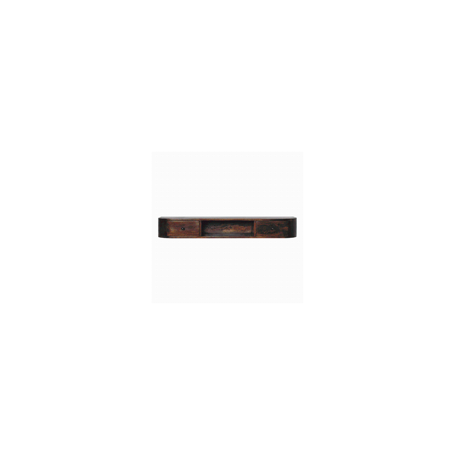 Artisan Furniture Solid Wood Lunar 2 Drawer Floating Console In Chestnut