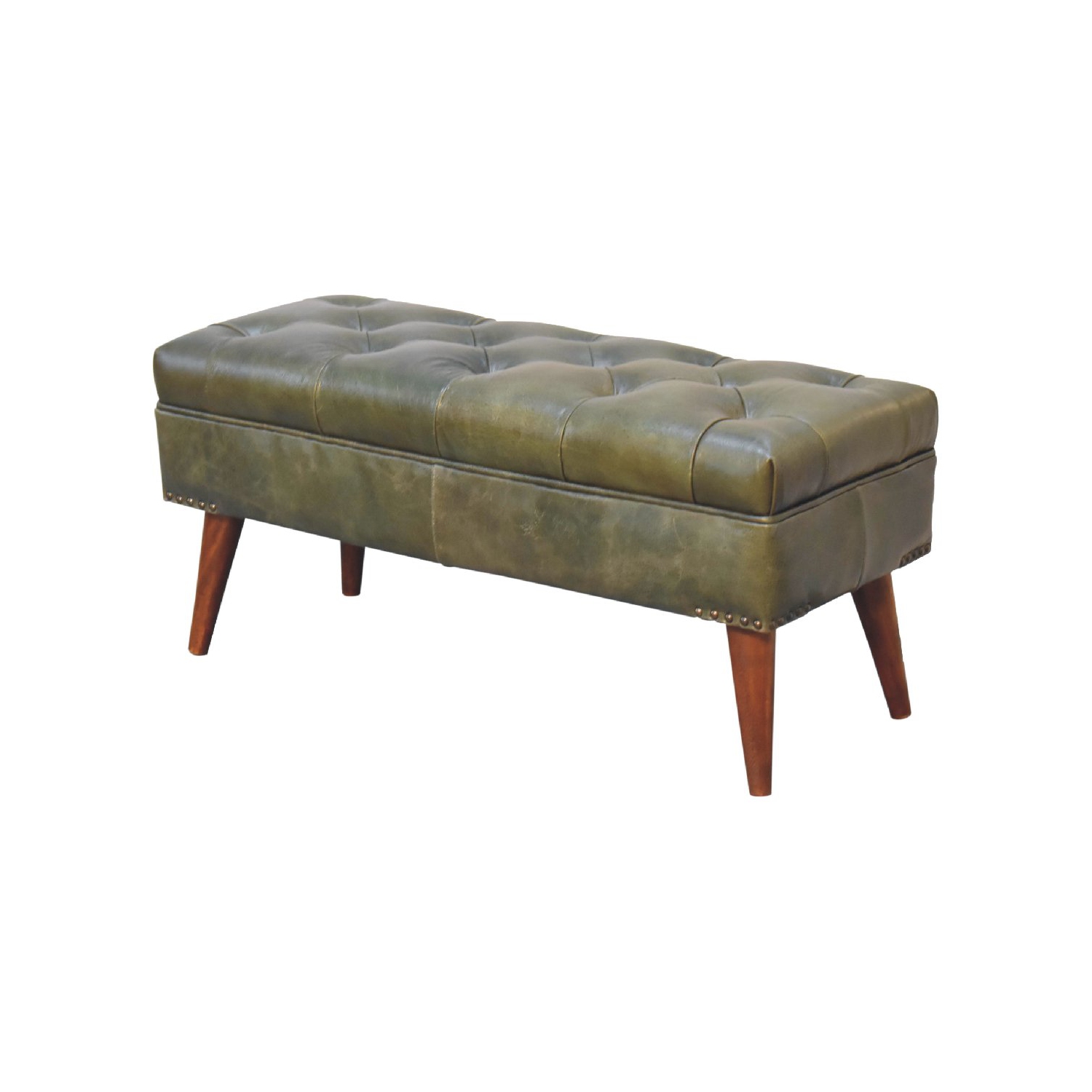 Artisan Furniture Solid Wood Harbour Green Bench In chestnut finish