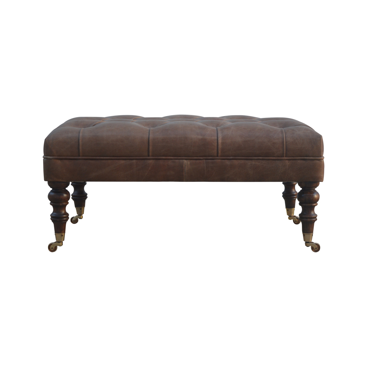 Pouf en cuir Buffalo d'Artisan Furniture, fini noyer
