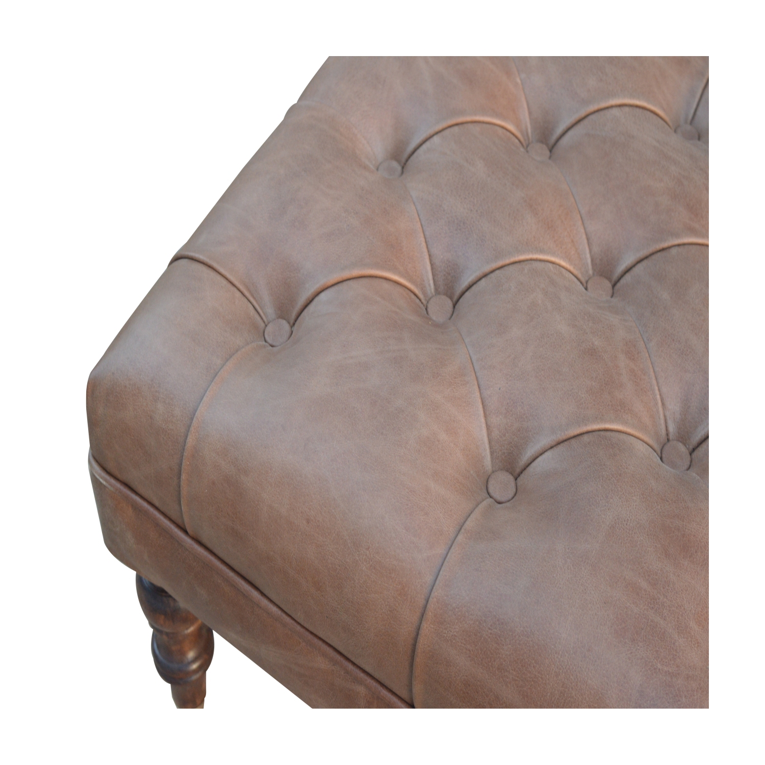 Pouf en cuir Buffalo d'Artisan Furniture, fini noyer