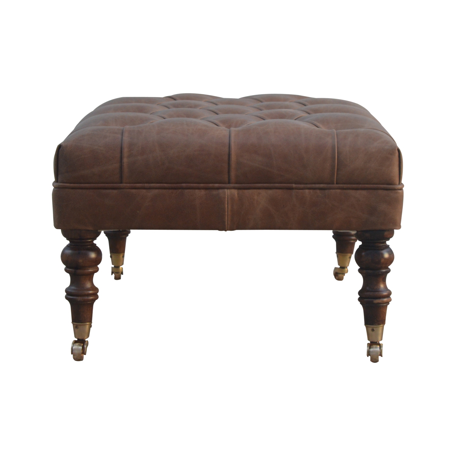 Pouf en cuir Buffalo d'Artisan Furniture, fini noyer