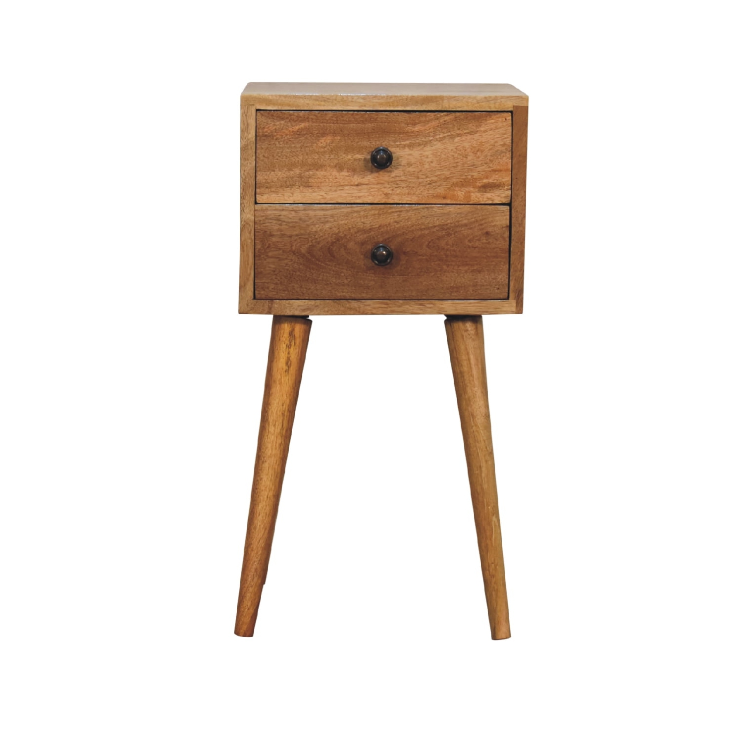 Artisan Furniture Solid Wood Mini 2 Drawer Nightstand In Oak-ish Finish