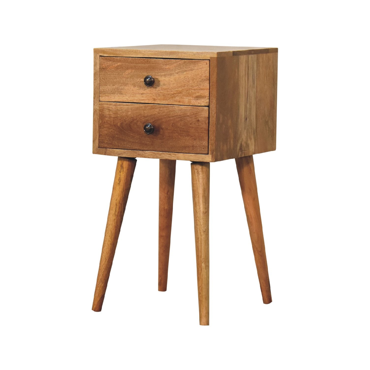 Artisan Furniture Solid Wood Mini 2 Drawer Nightstand In Oak-ish Finish
