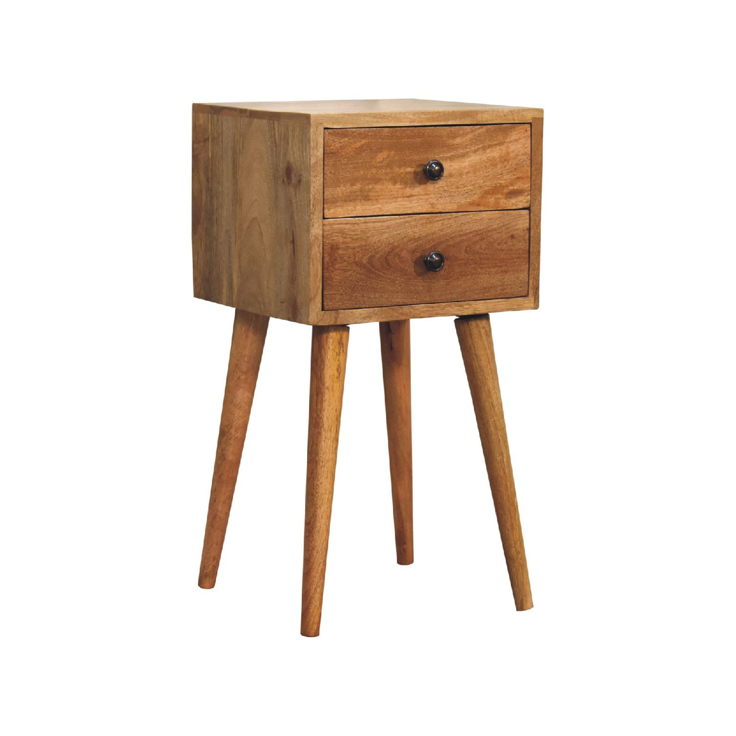 Artisan Furniture Solid Wood Mini 2 Drawer Nightstand In Oak-ish Finish