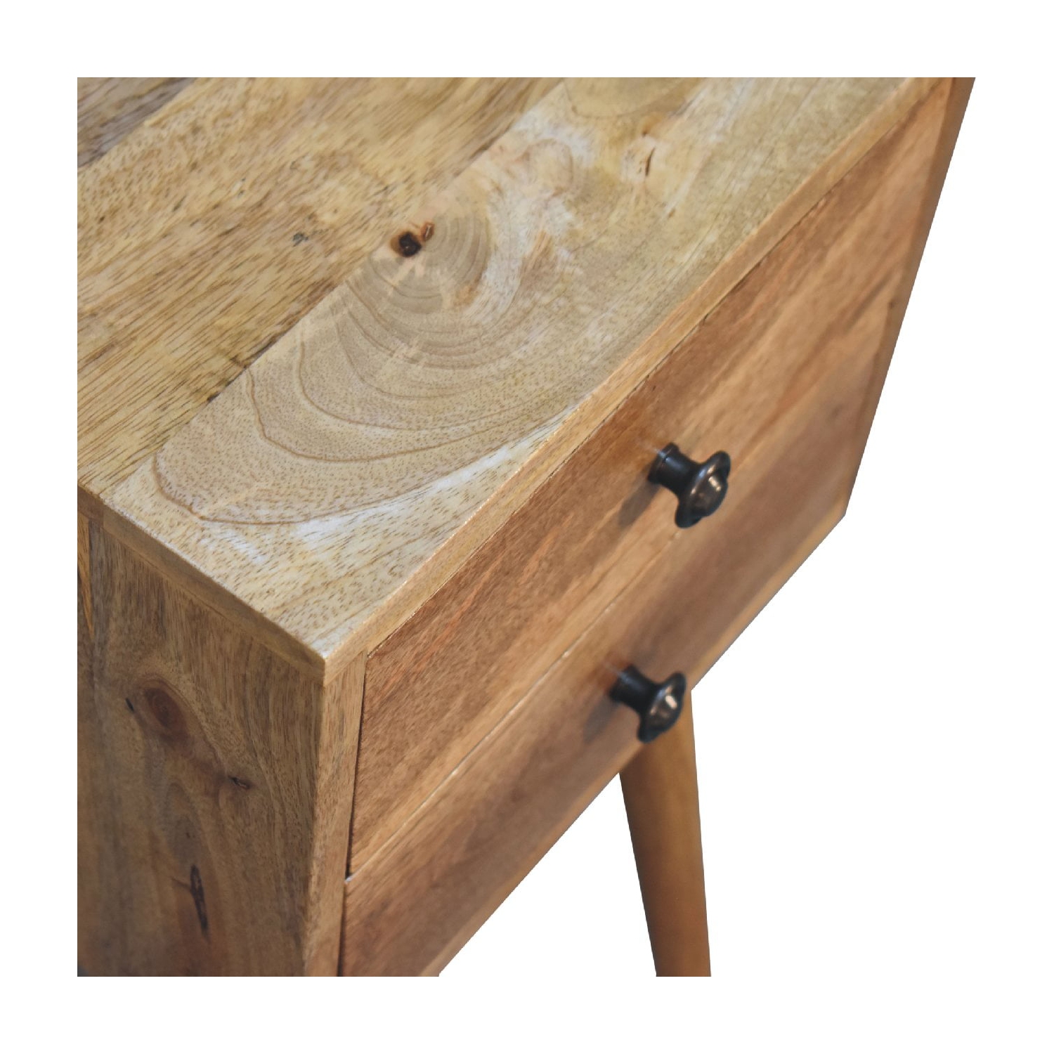 Artisan Furniture Solid Wood Mini 2 Drawer Nightstand In Oak-ish Finish