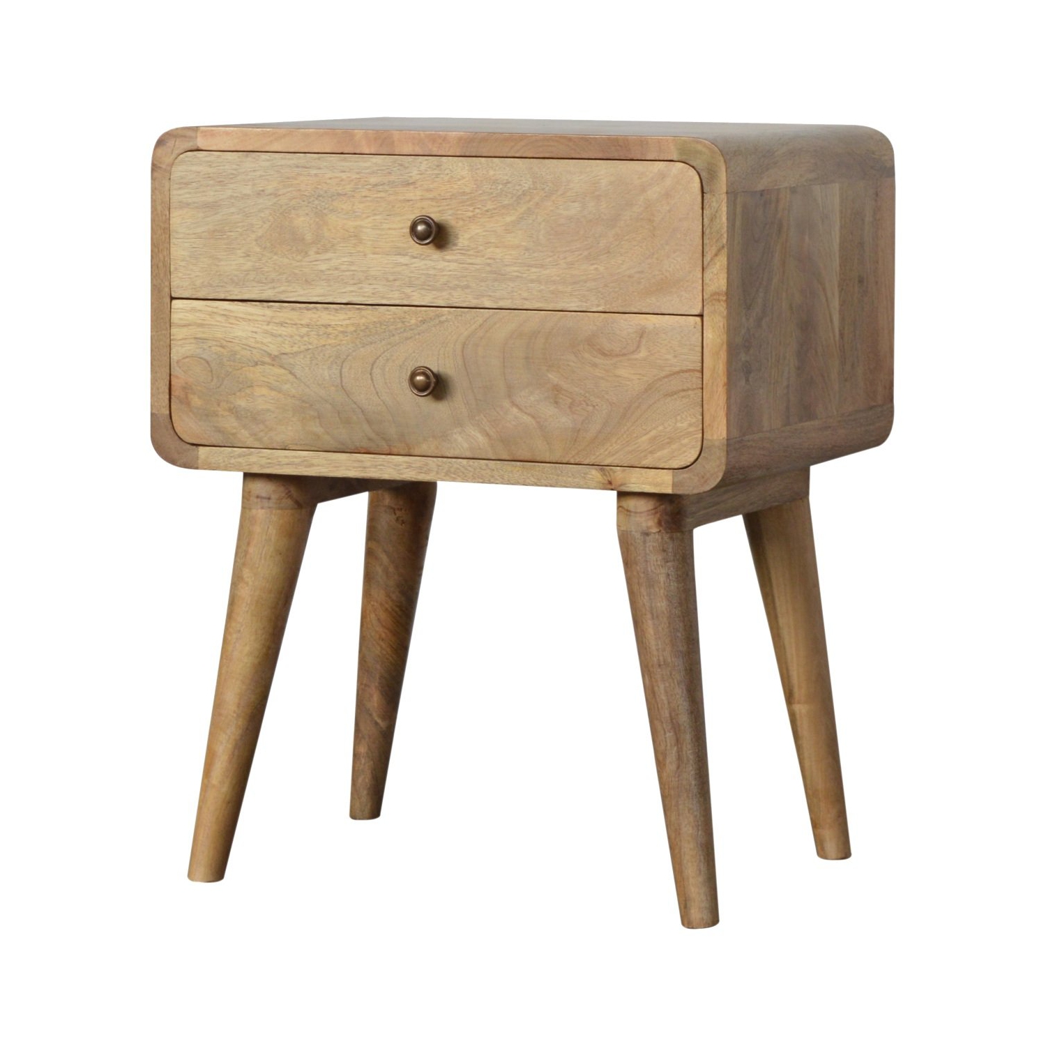 Artisan Furniture Solid Wood Curved Oak-ish Nightstand